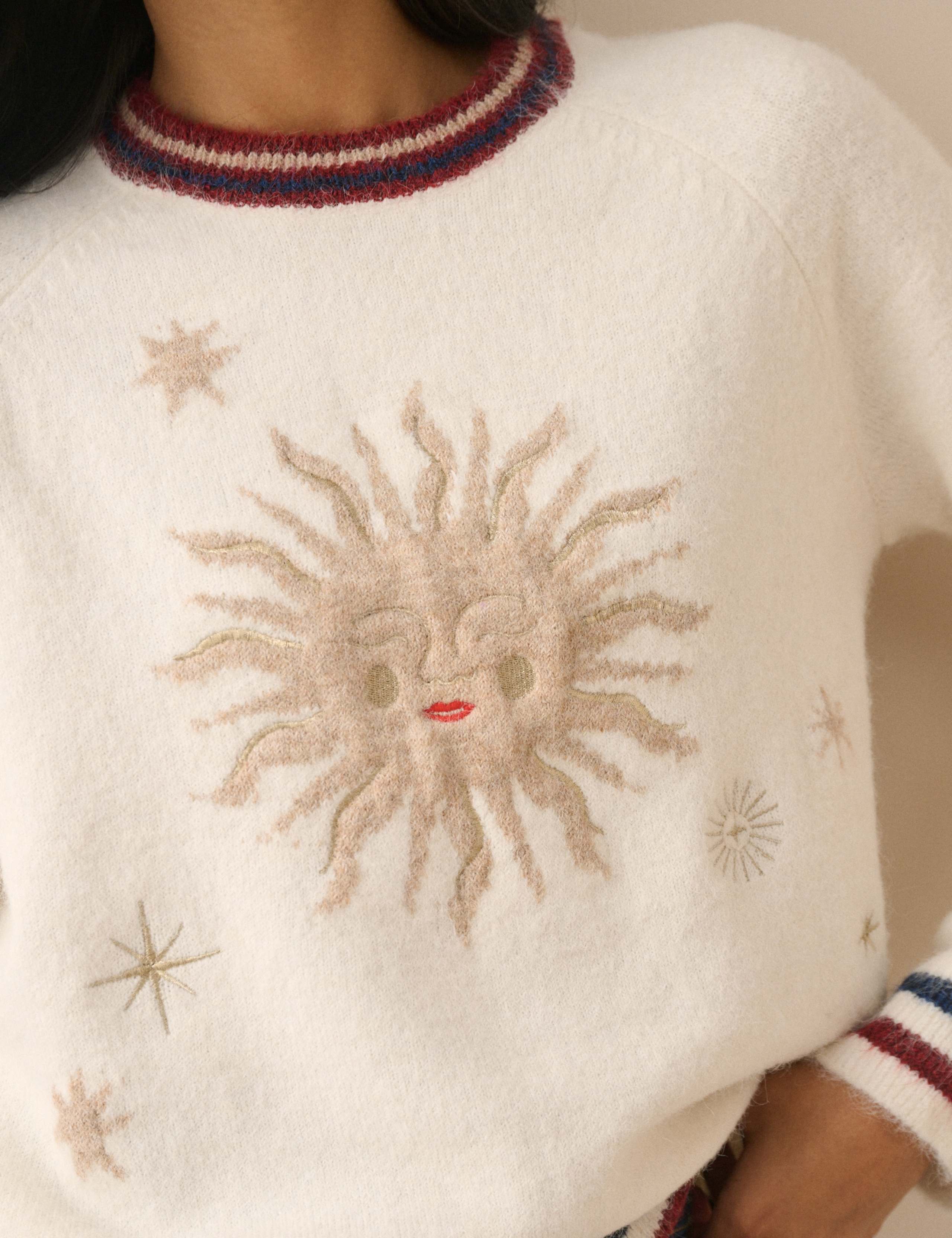 Intarsia & Embroidery Sun Motif Jumper with Wool 4 of 5