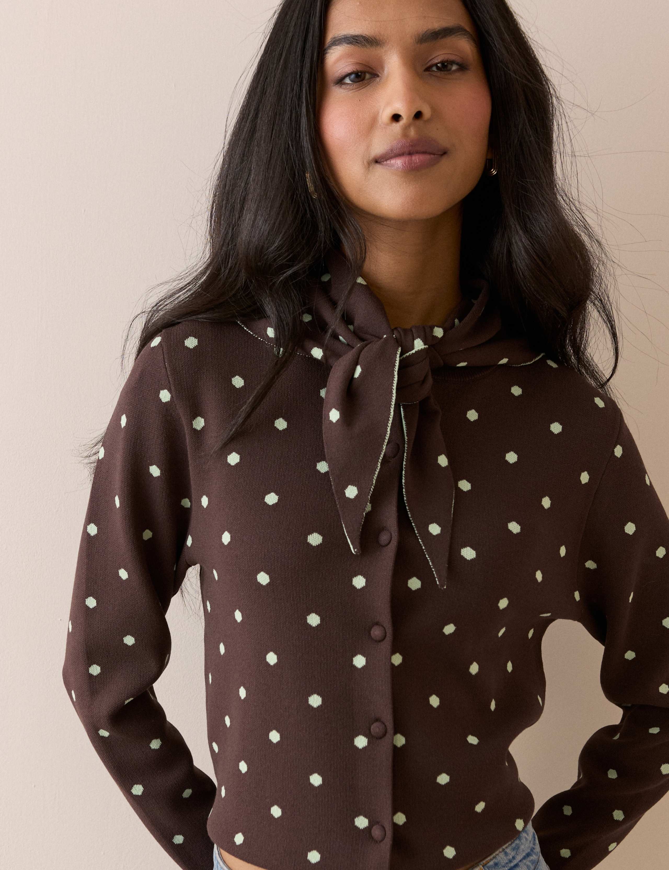 Jacquard Polka Dot Cardigan 3 of 5