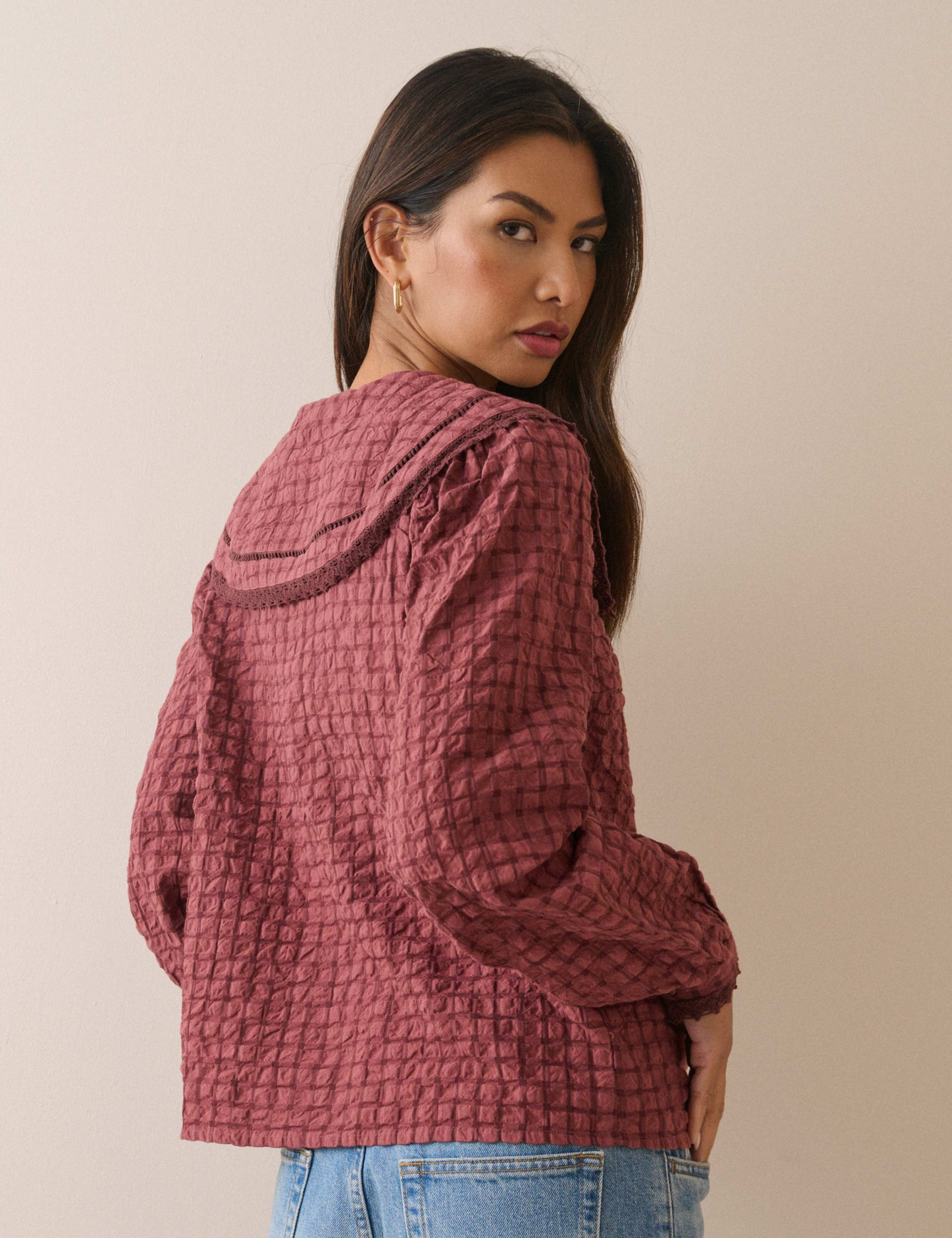 Pure Cotton Textured Collared Blouse 2 of 5