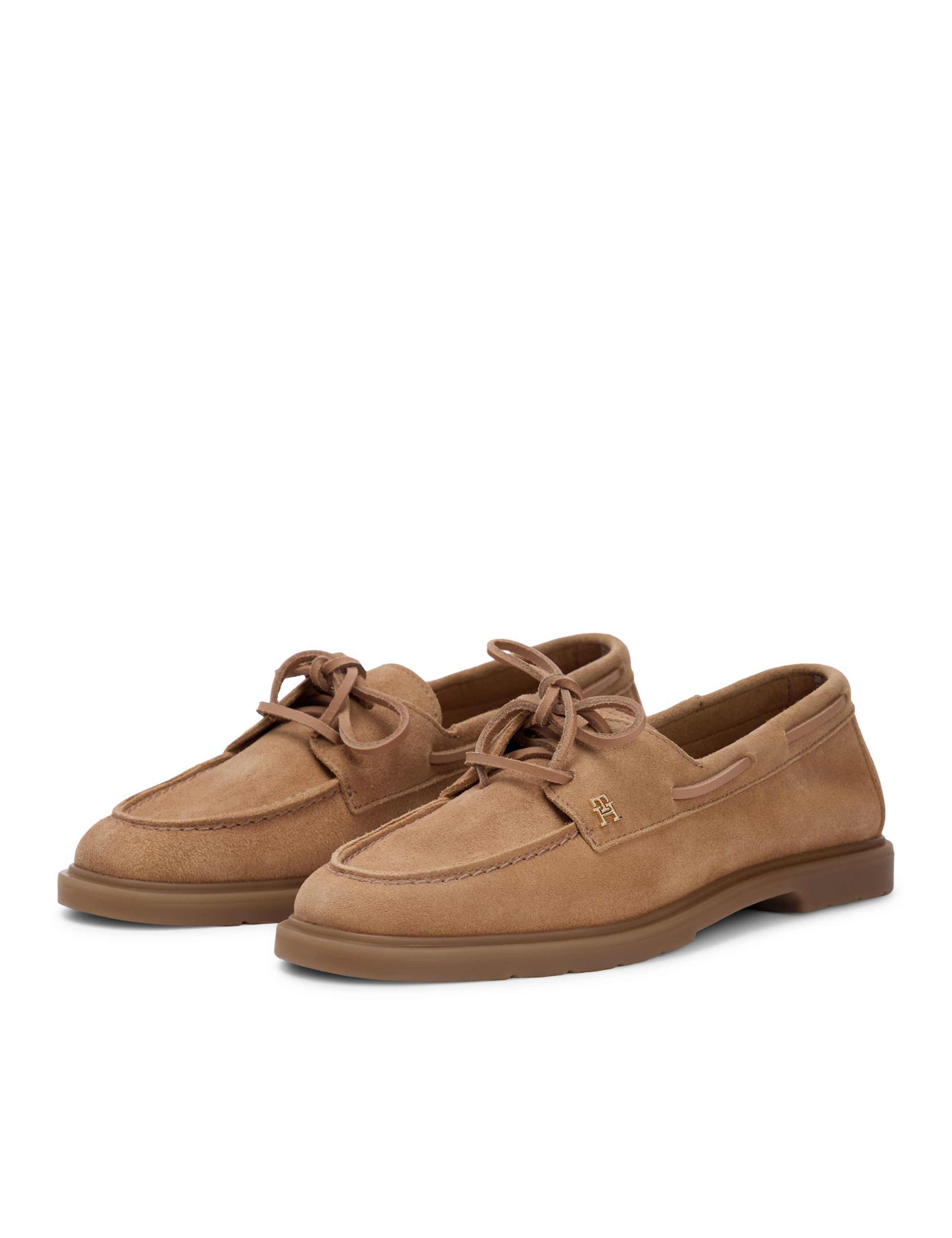 Leather Block Heel Boat Shoes 3 of 6