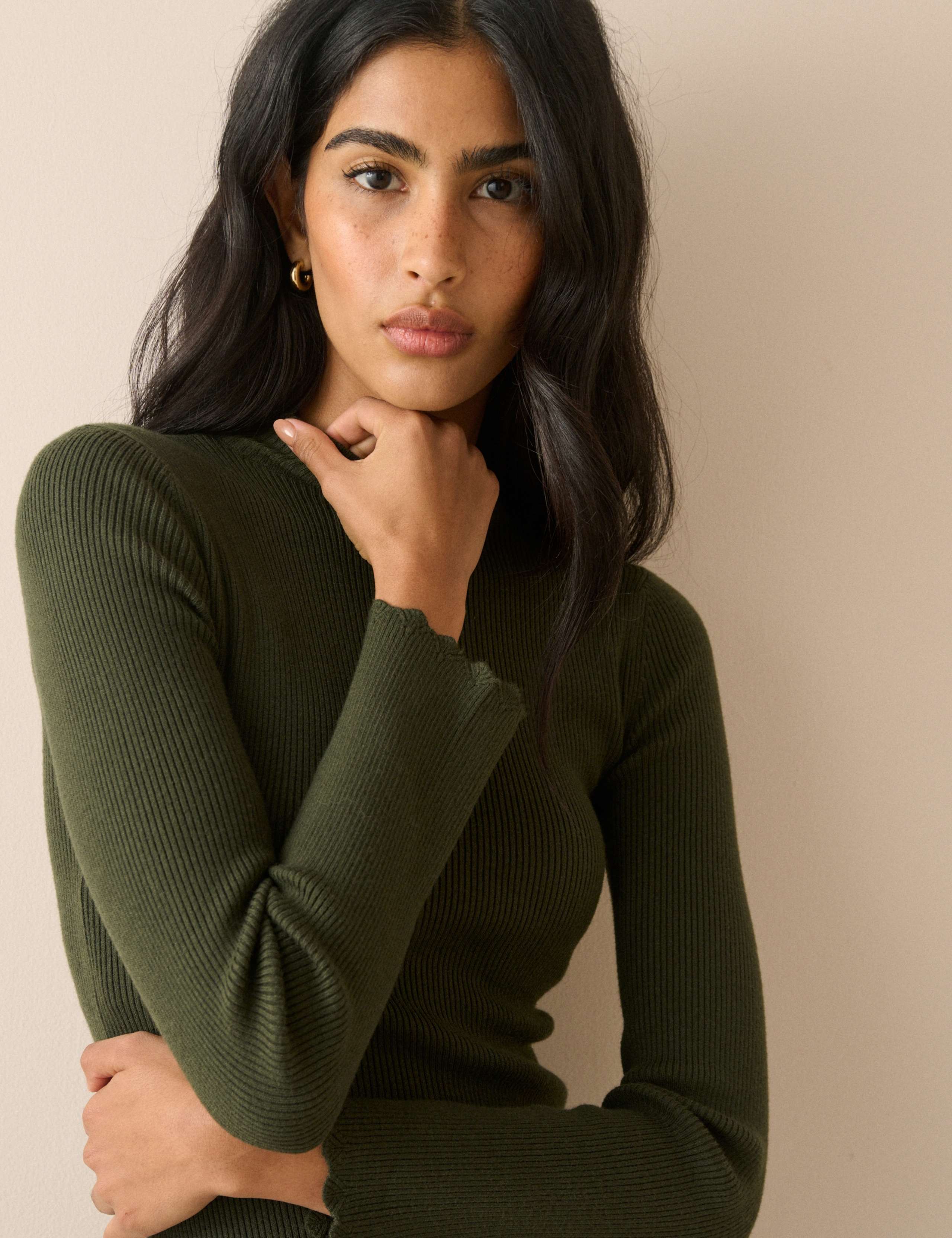 Side Button Detail Midi Bodycon Dress 4 of 5