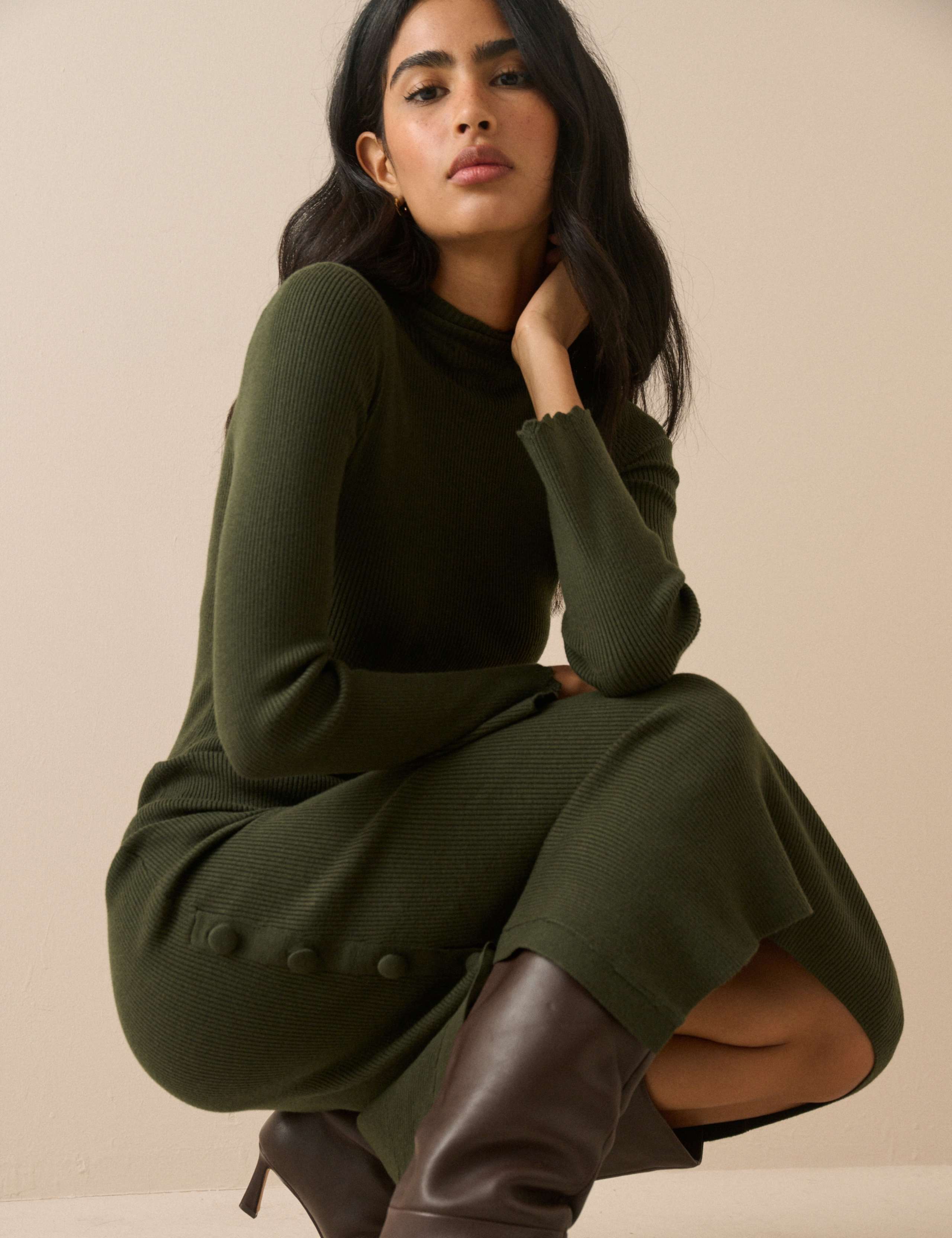 Side Button Detail Midi Bodycon Dress 5 of 5
