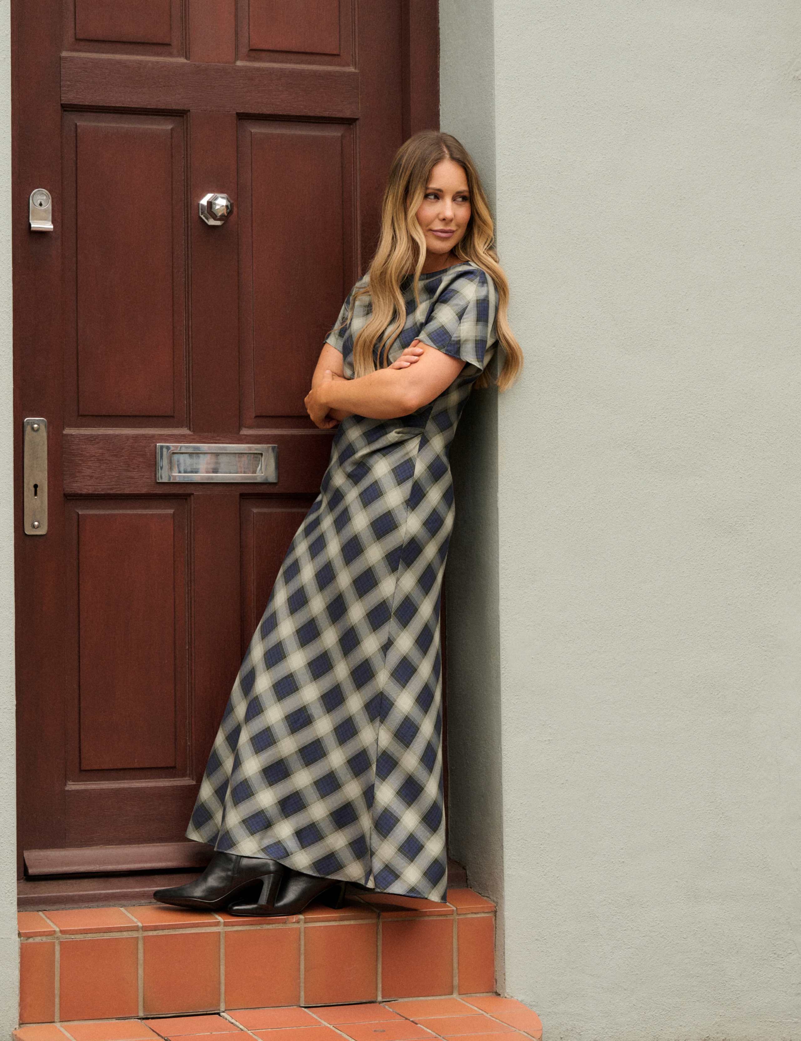 Checked Midi Skater Dress 2 of 7