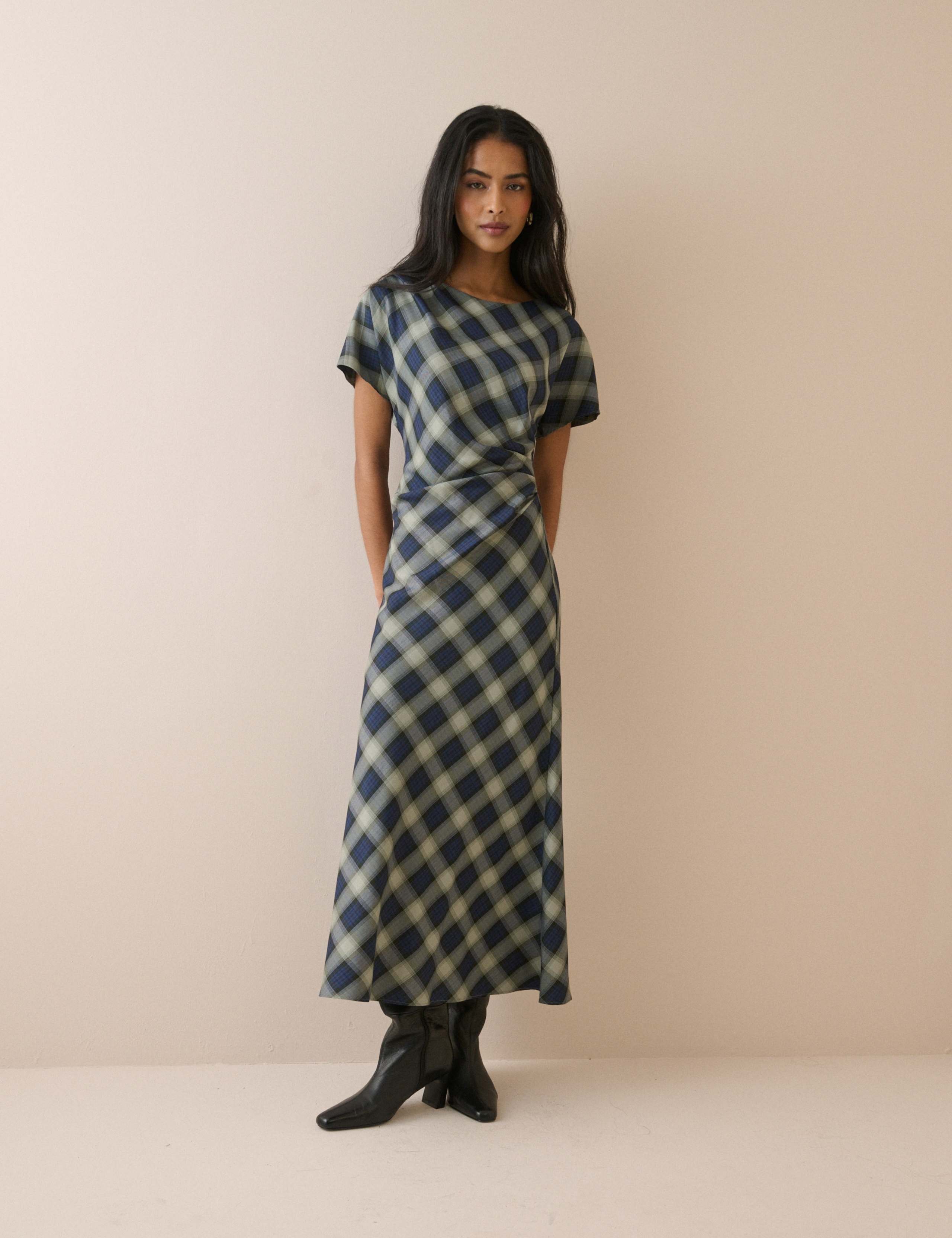 Checked Midi Skater Dress 3 of 7
