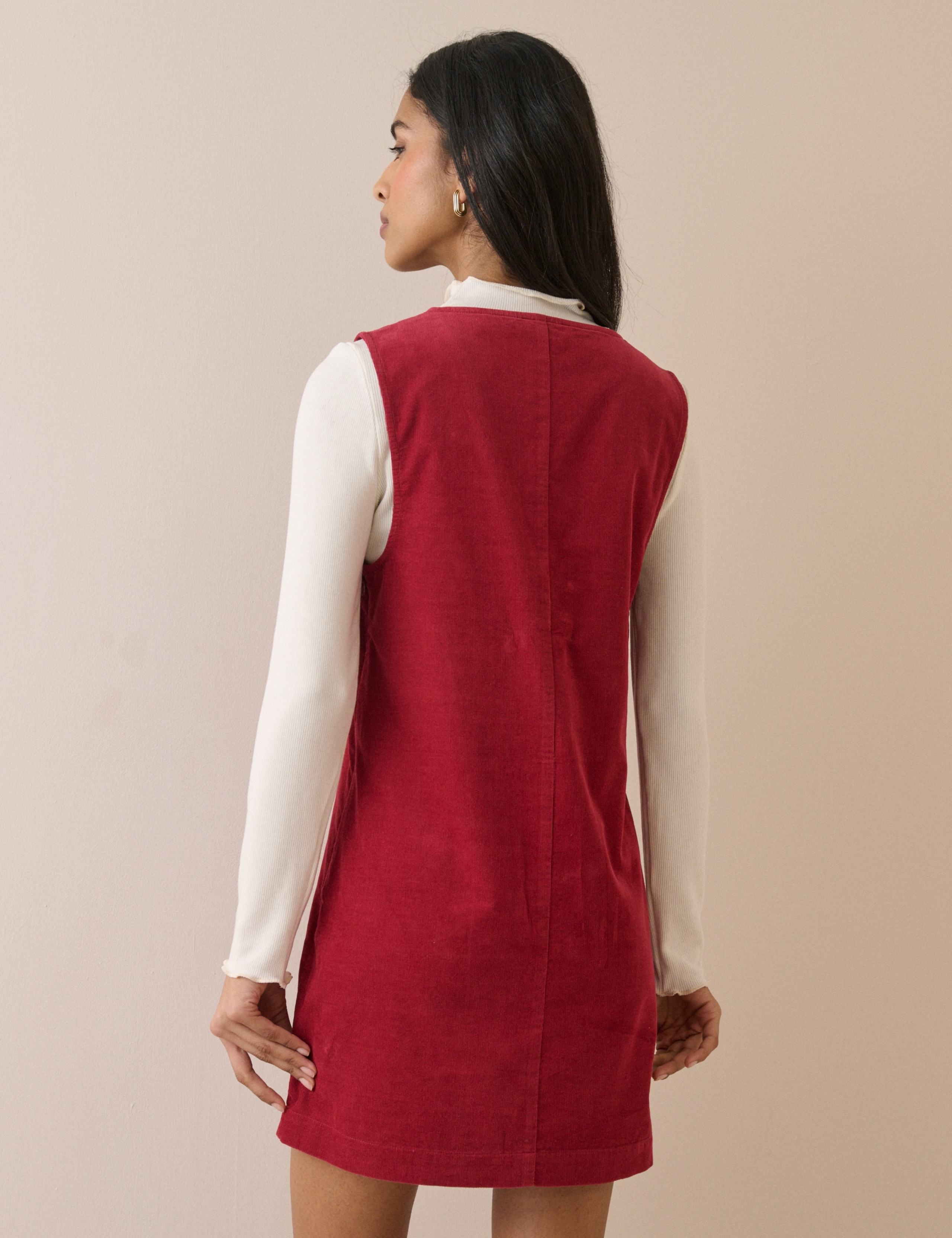 Cord V-Neck Mini Dress 2 of 5