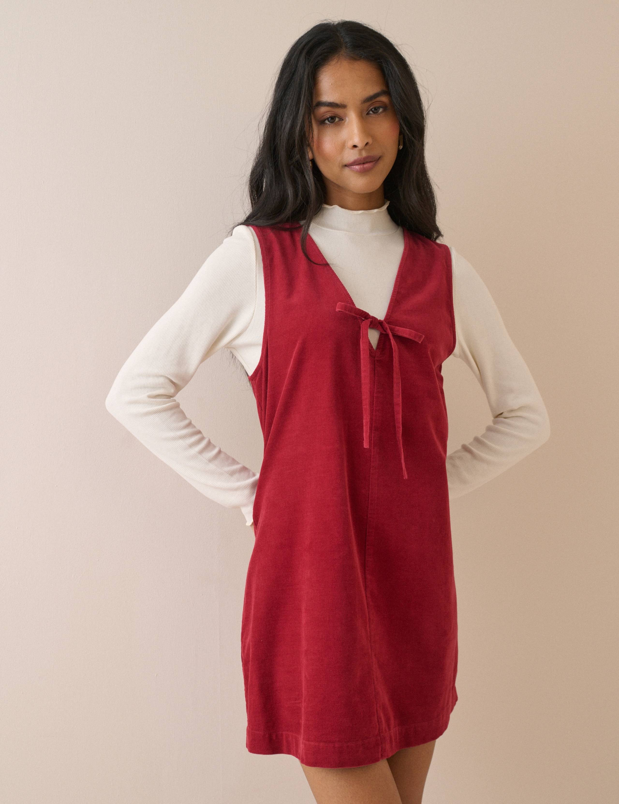 Cord V-Neck Mini Dress 4 of 5