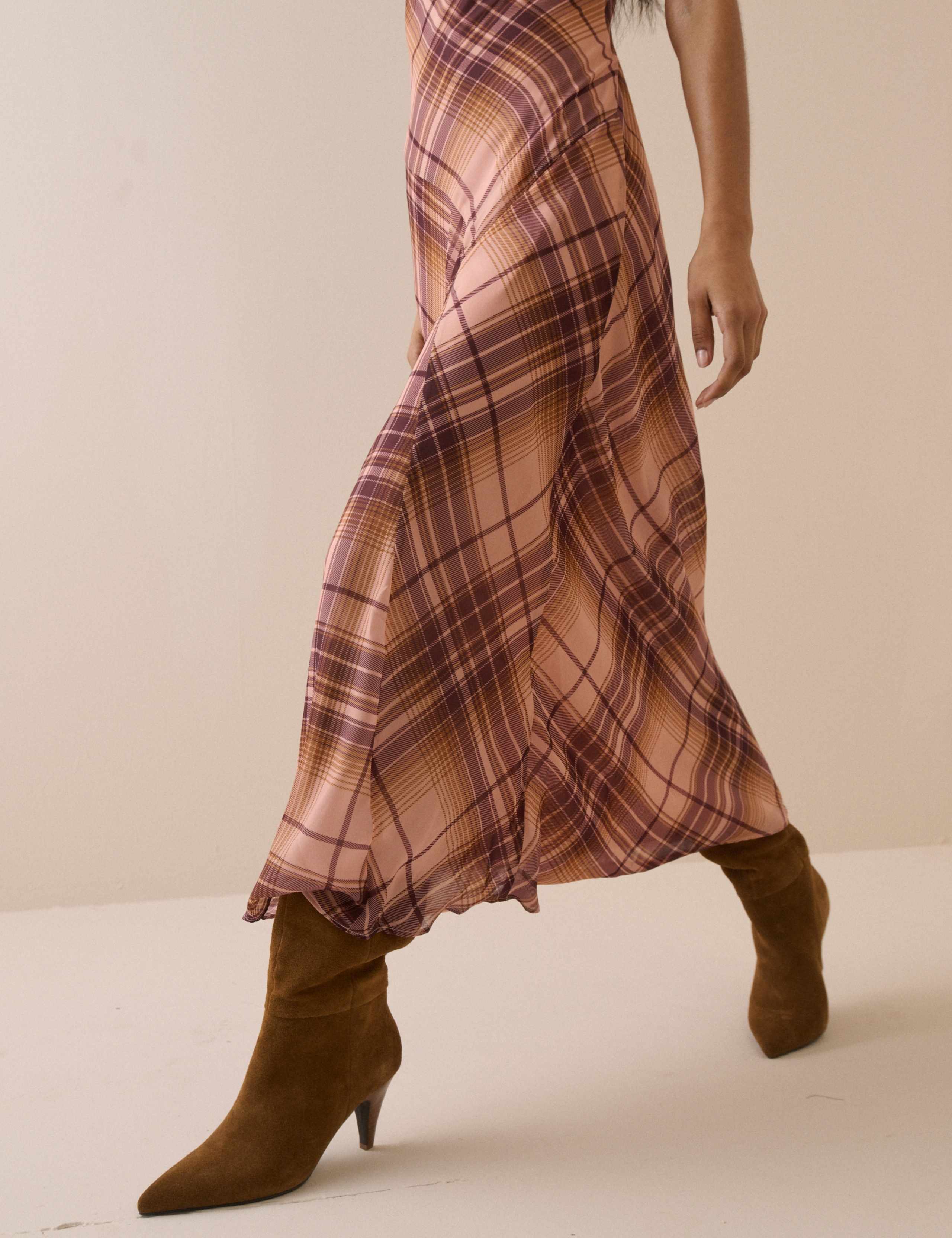 Checked Cowl Neck Midi Slip Dress 5 of 5