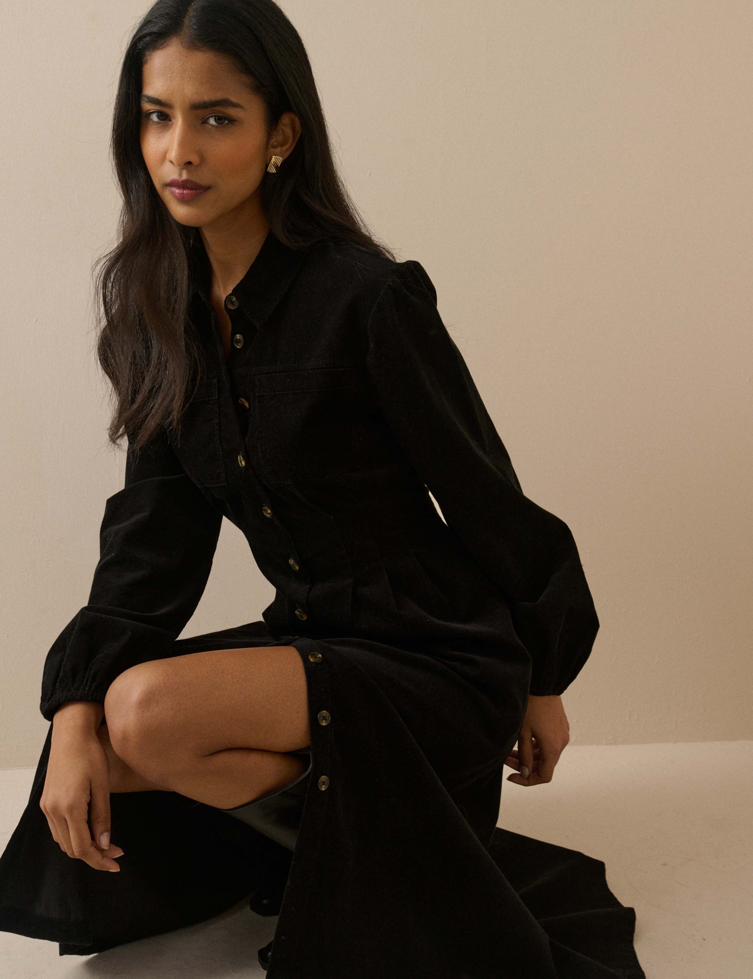 Cord Midi Shirt Dress 4 of 5