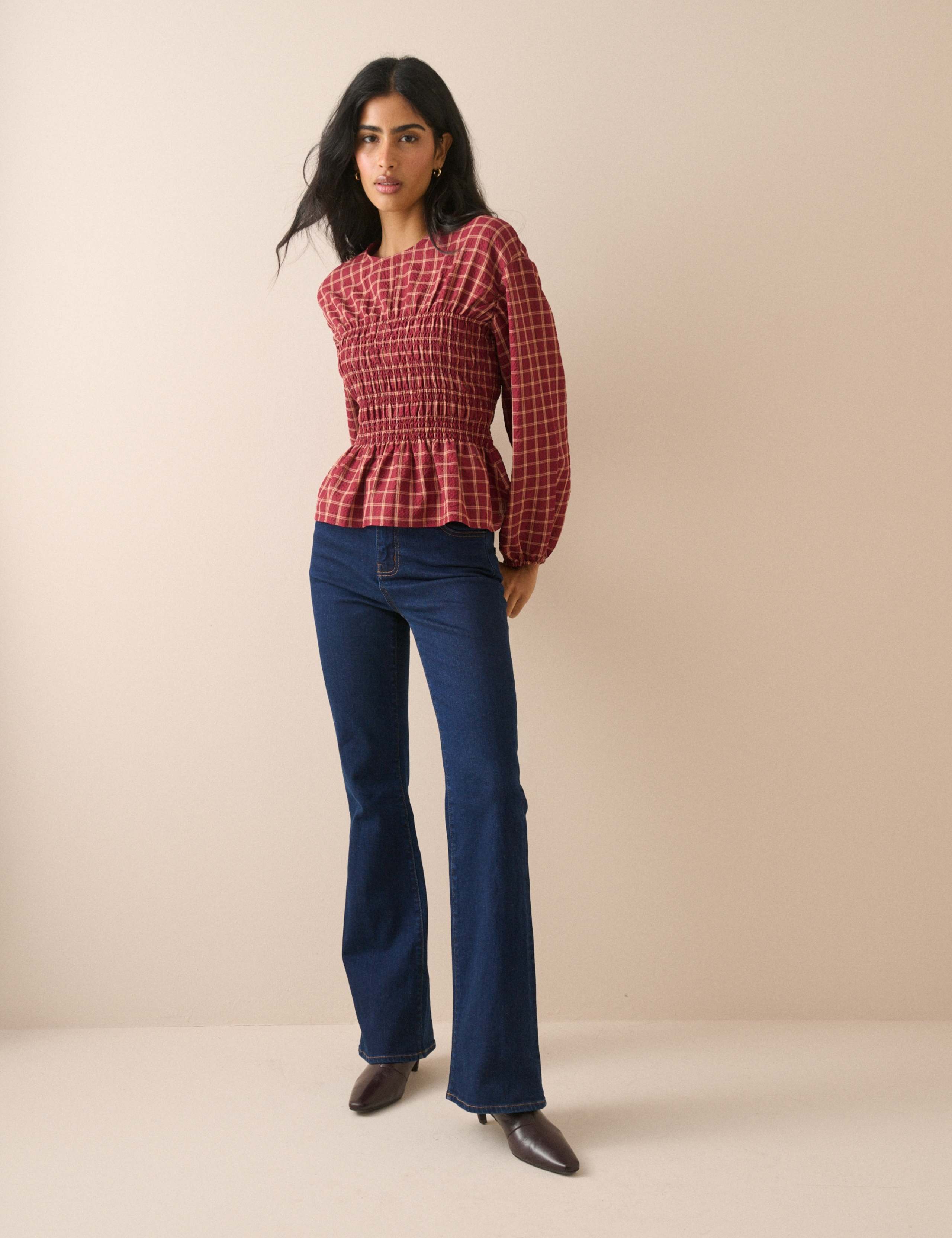 Checked Shirred Blouse 3 of 5