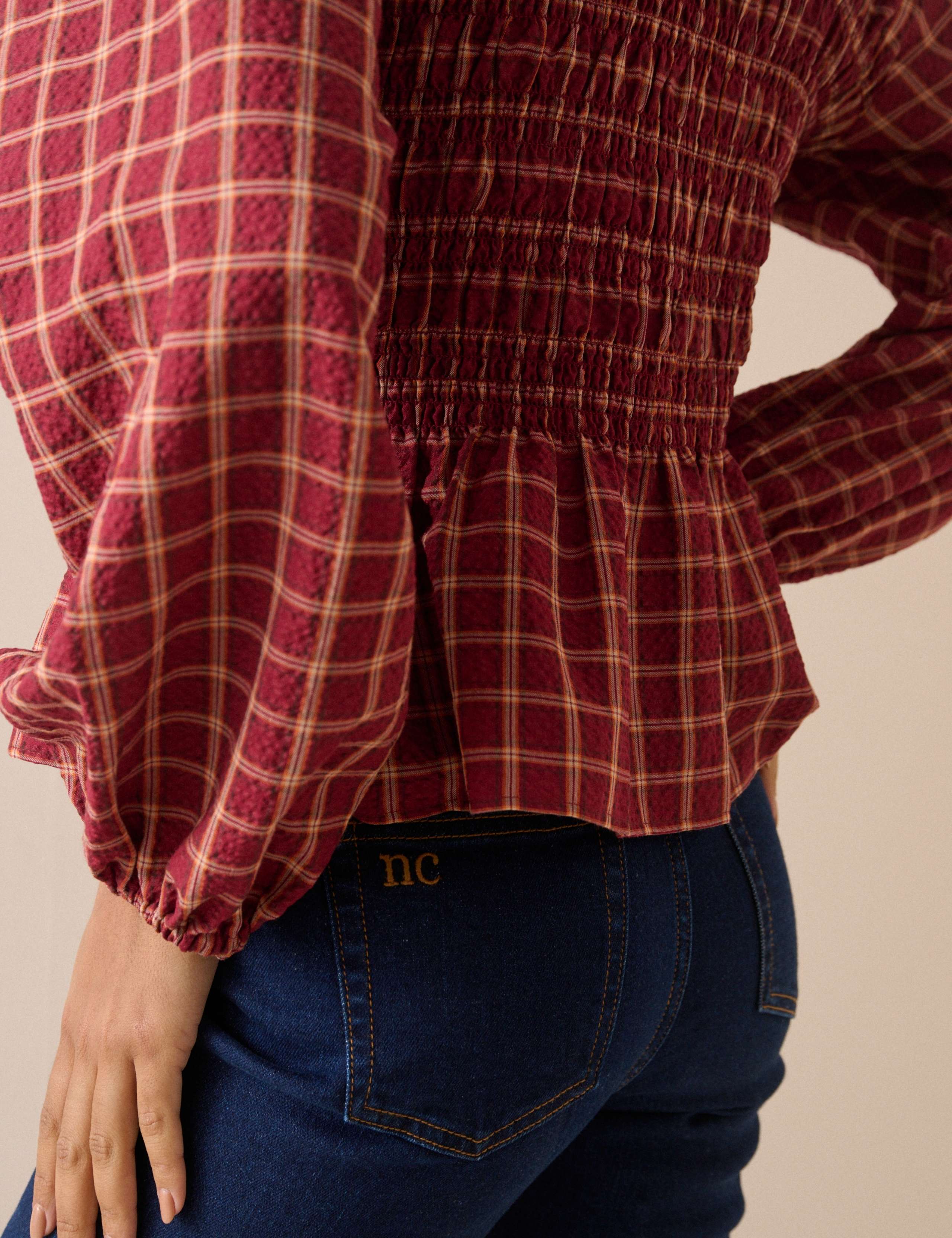 Checked Shirred Blouse 5 of 5