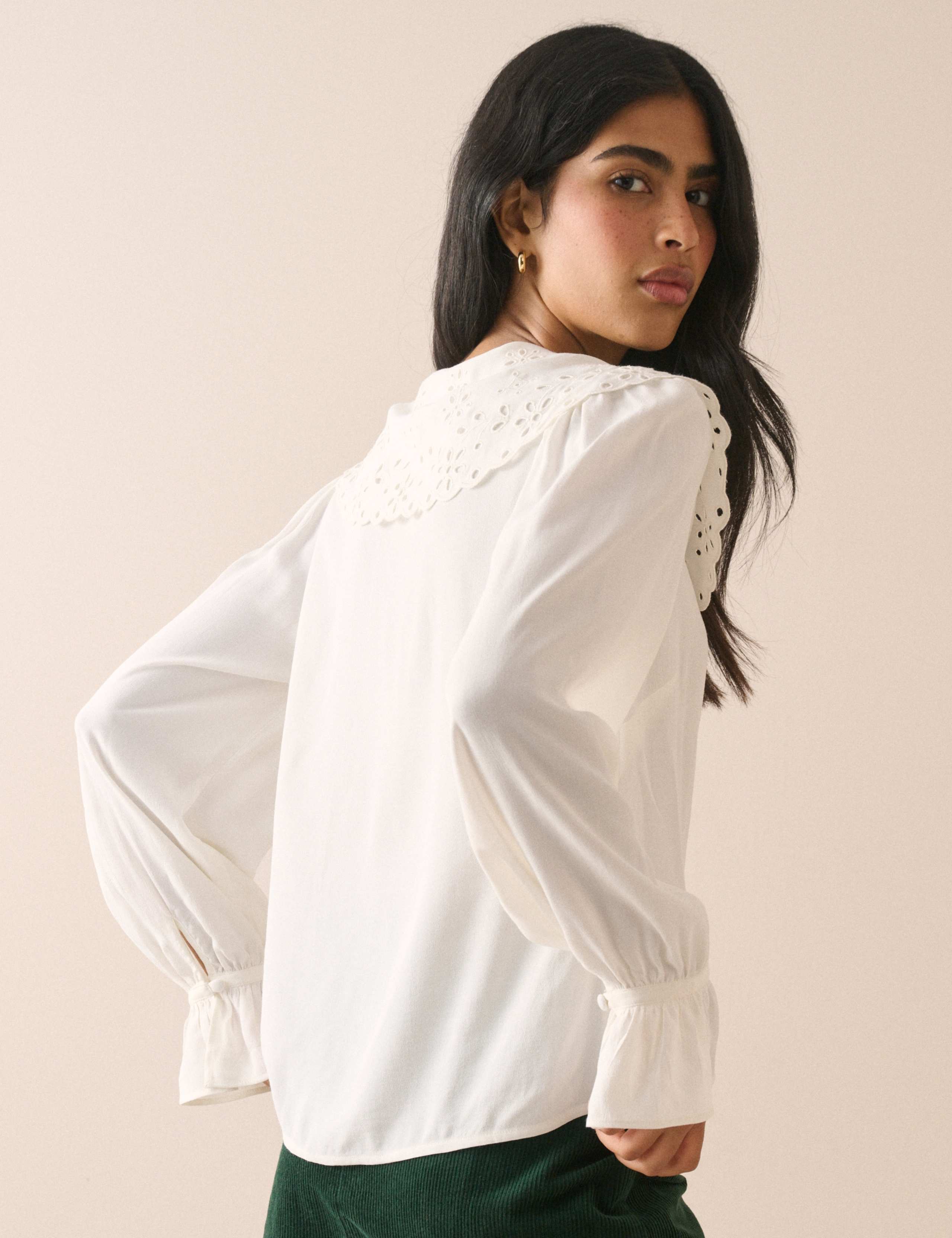 Broderie Collared Button Through Blouse 2 of 5