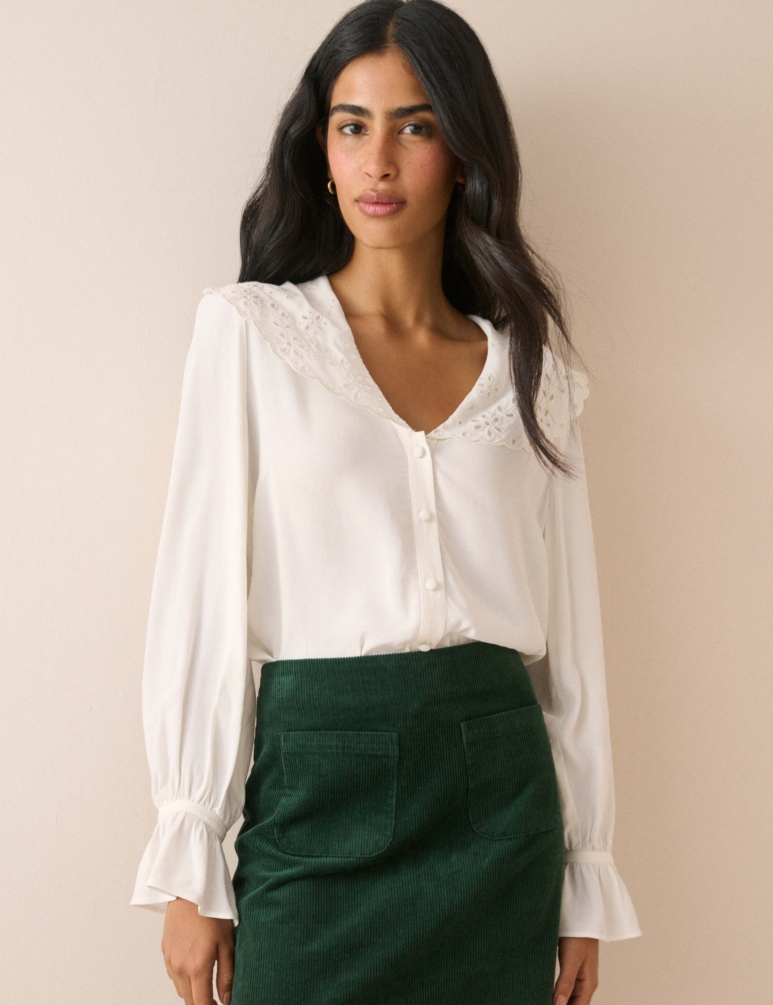 Broderie Collared Button Through Blouse 4 of 5