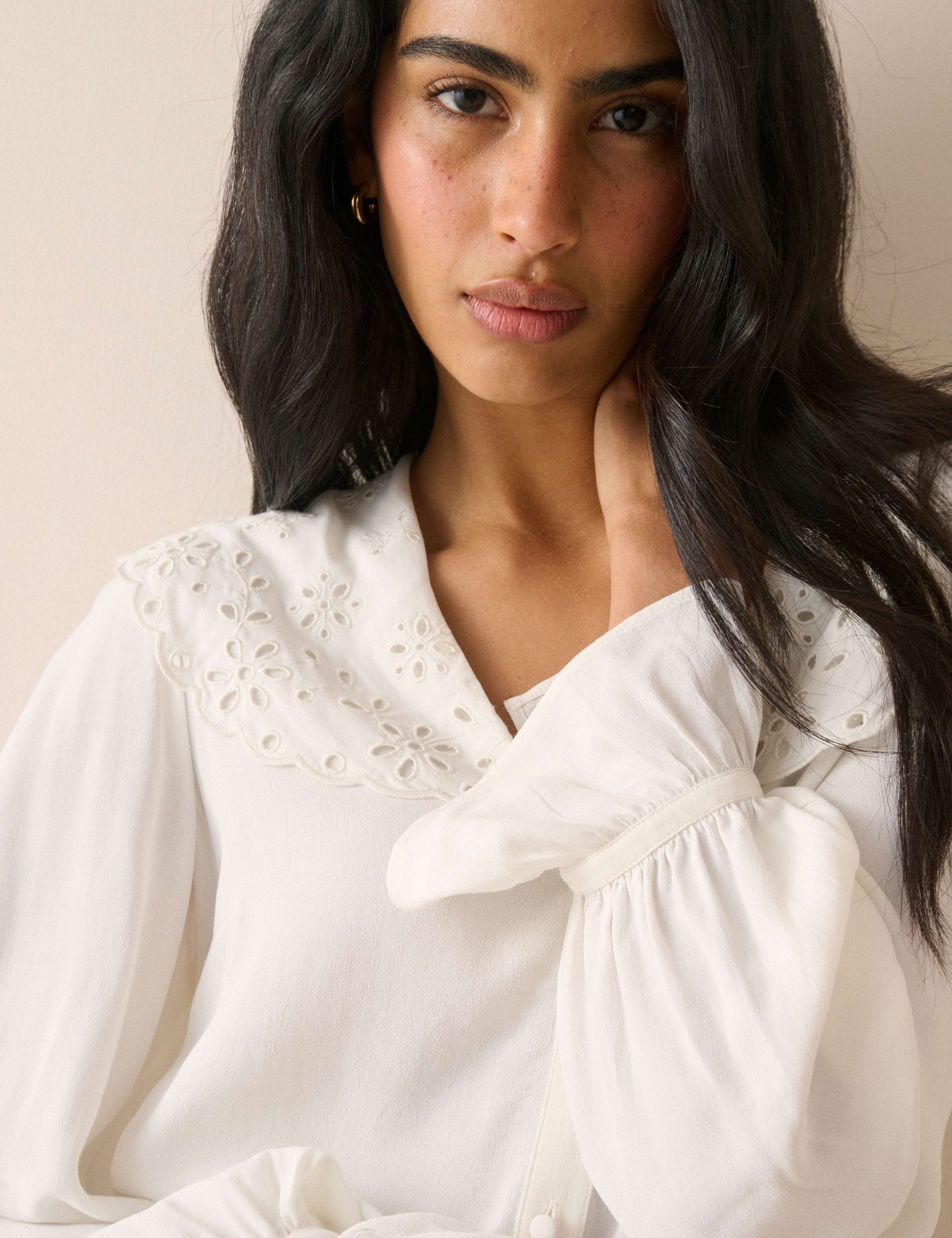 Broderie Collared Button Through Blouse 5 of 5