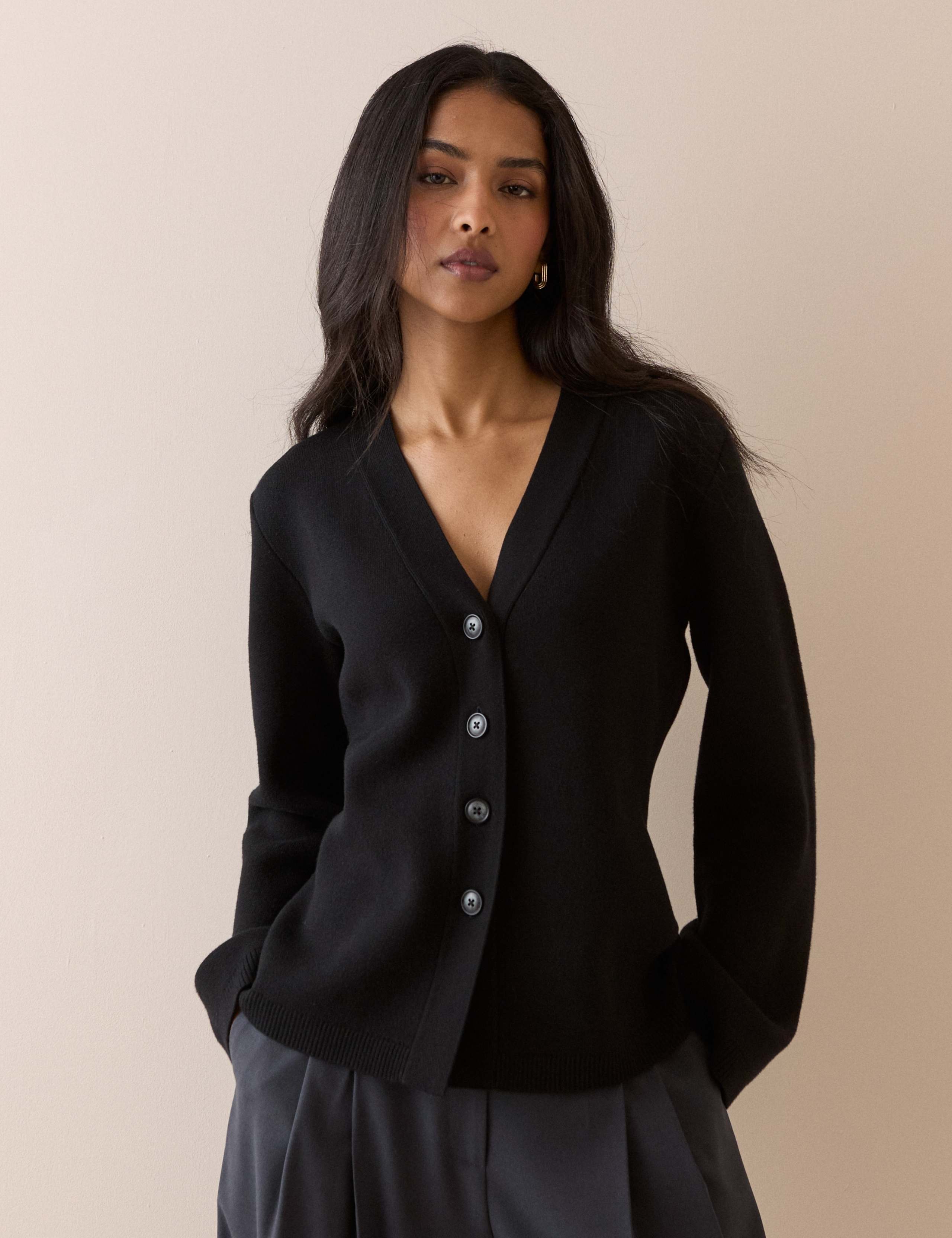 V=Neck Button Front Cardigan 1 of 5