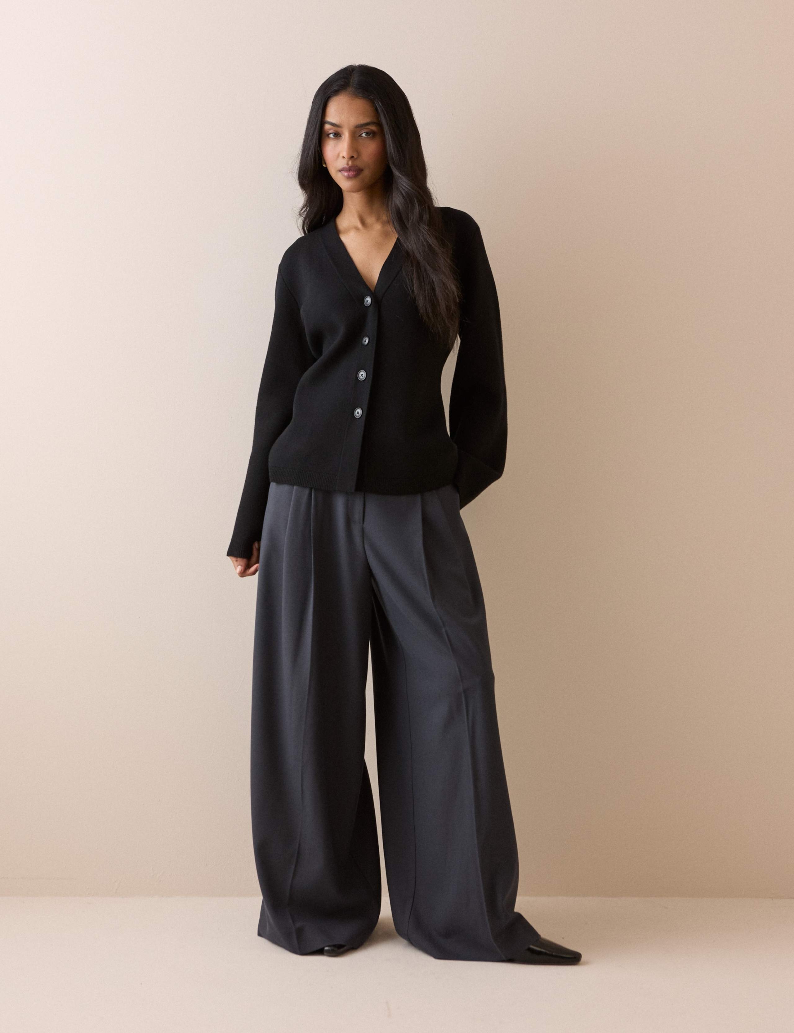 V=Neck Button Front Cardigan 3 of 5