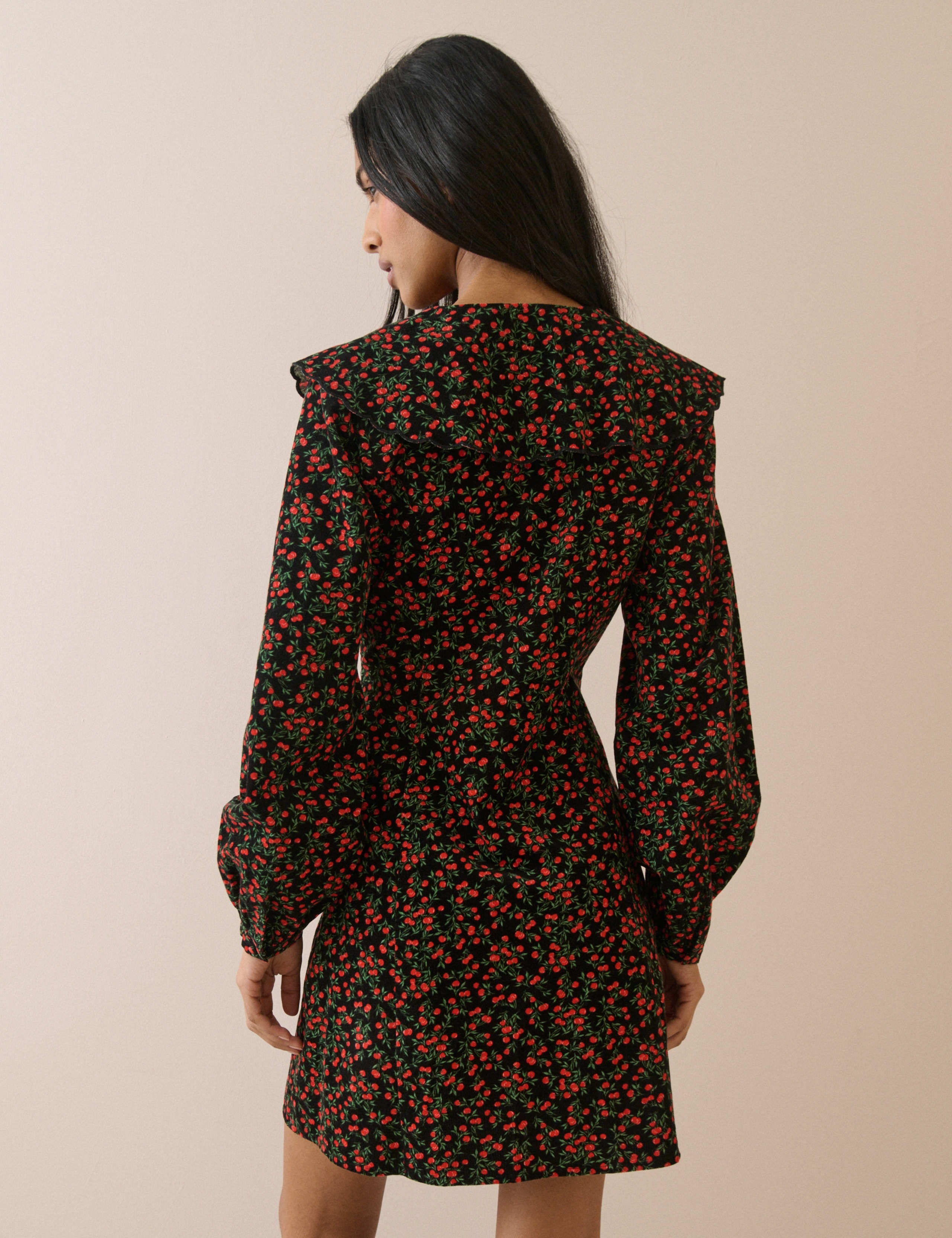 Cord Floral Mini Skater Dress 2 of 5