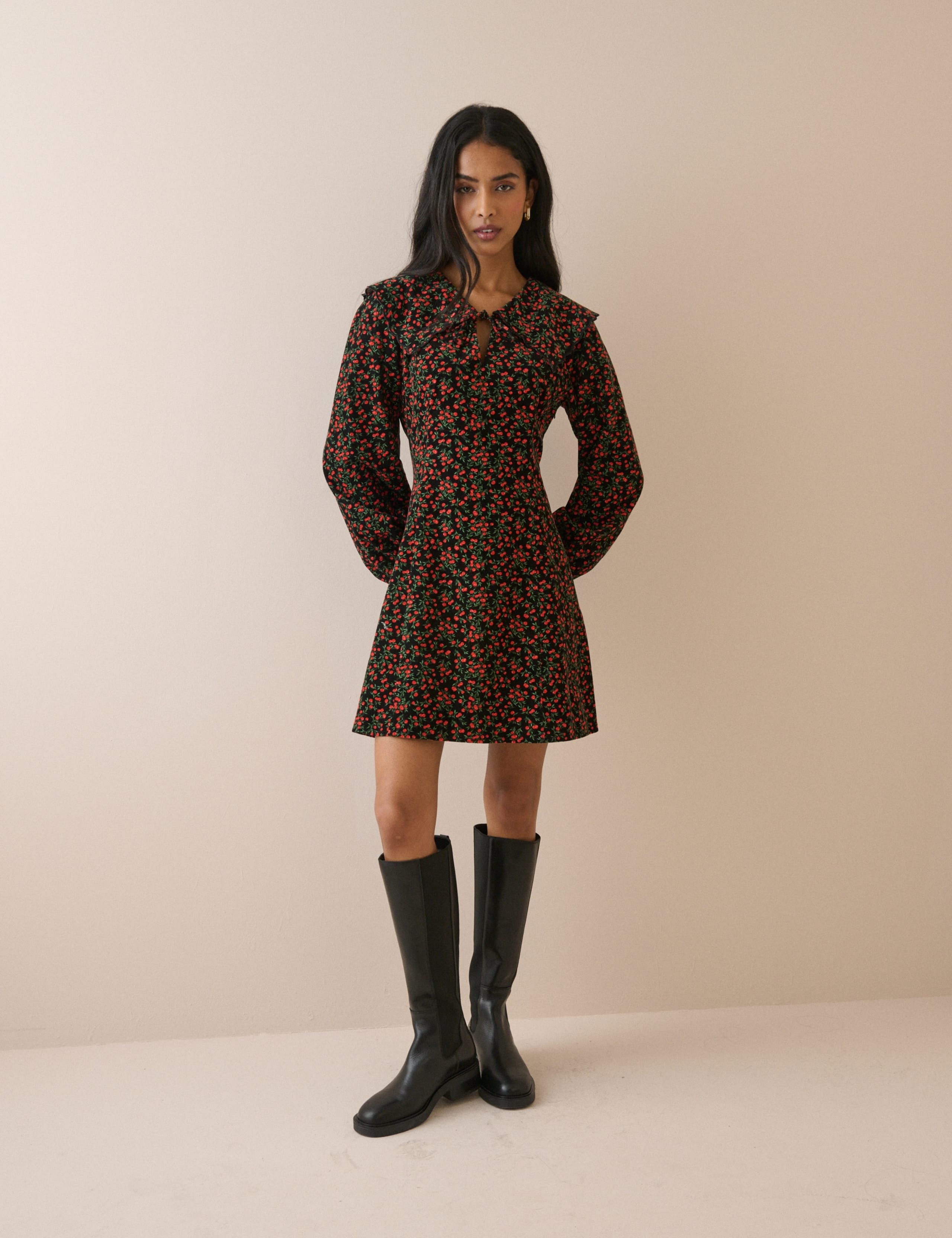 Cord Floral Mini Skater Dress 3 of 5
