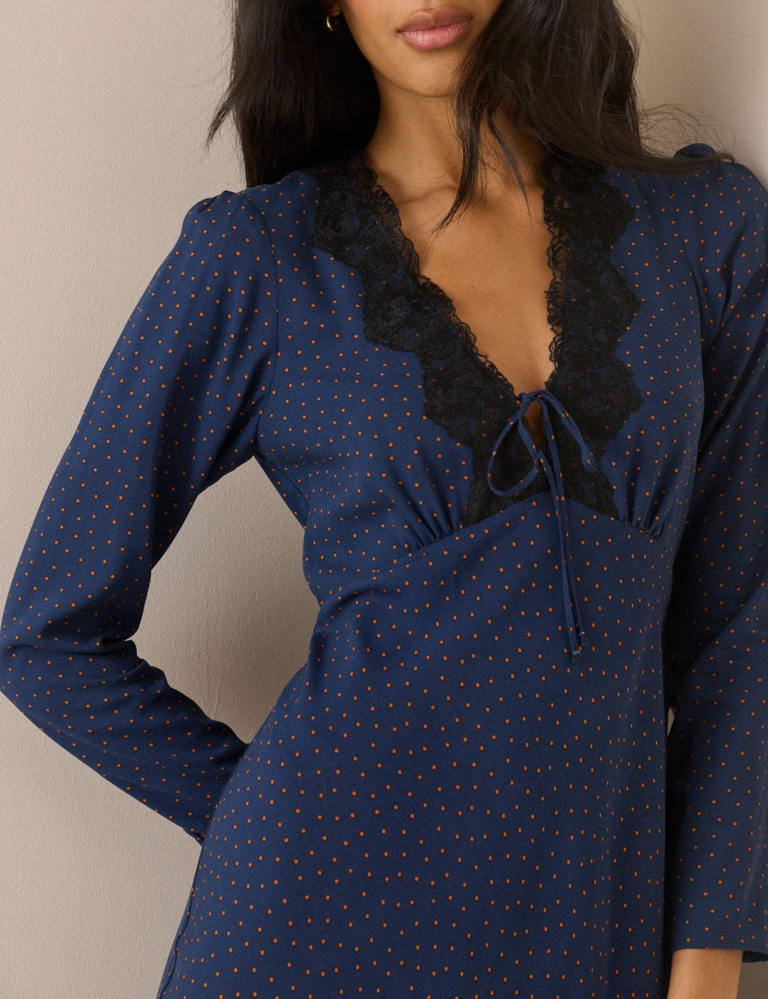 Polka Dot V-Neck Midi Tea Dress 5 of 5