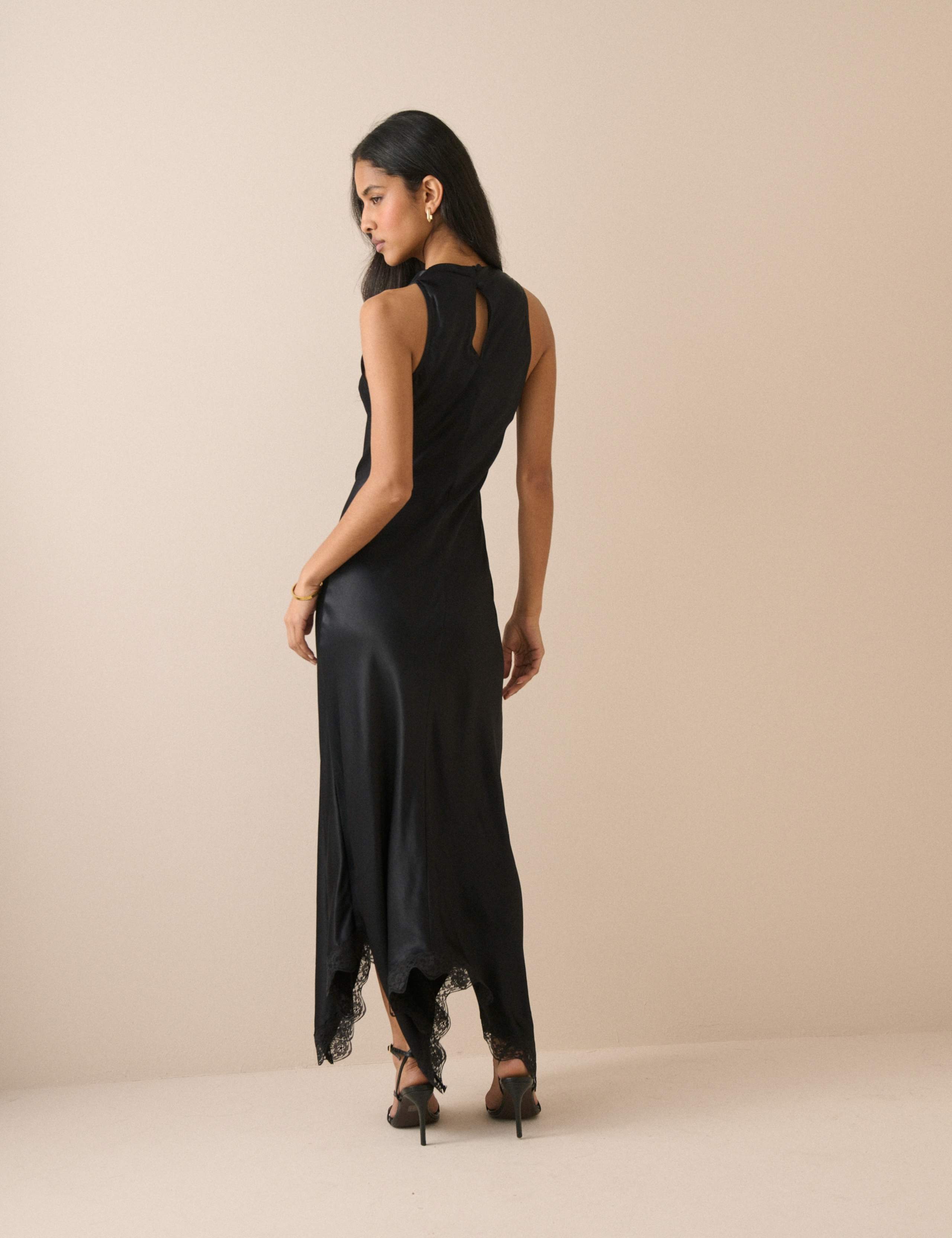 Satin Cowl Neck Midi Skater Dress 4 of 7