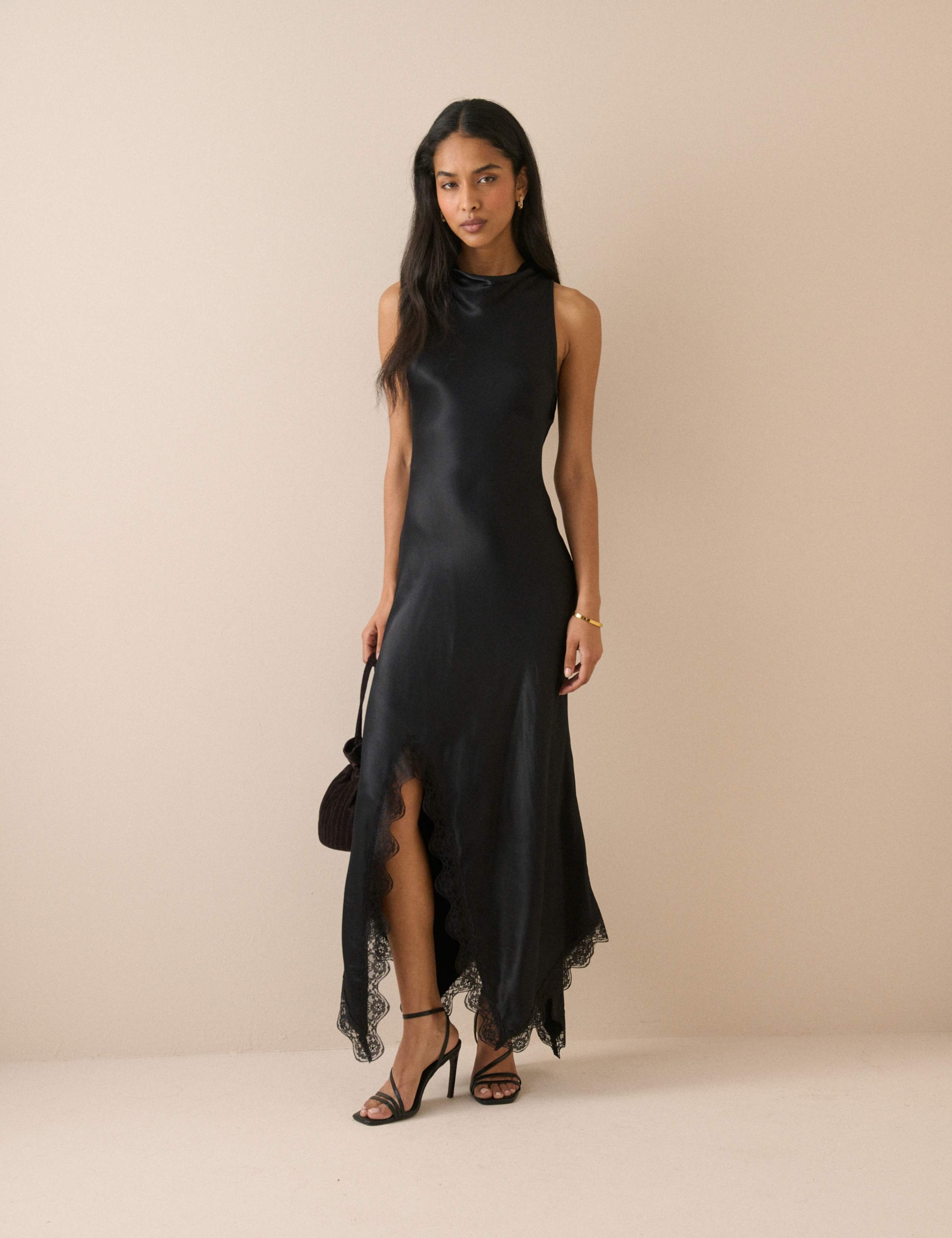 Satin Cowl Neck Midi Skater Dress 5 of 7