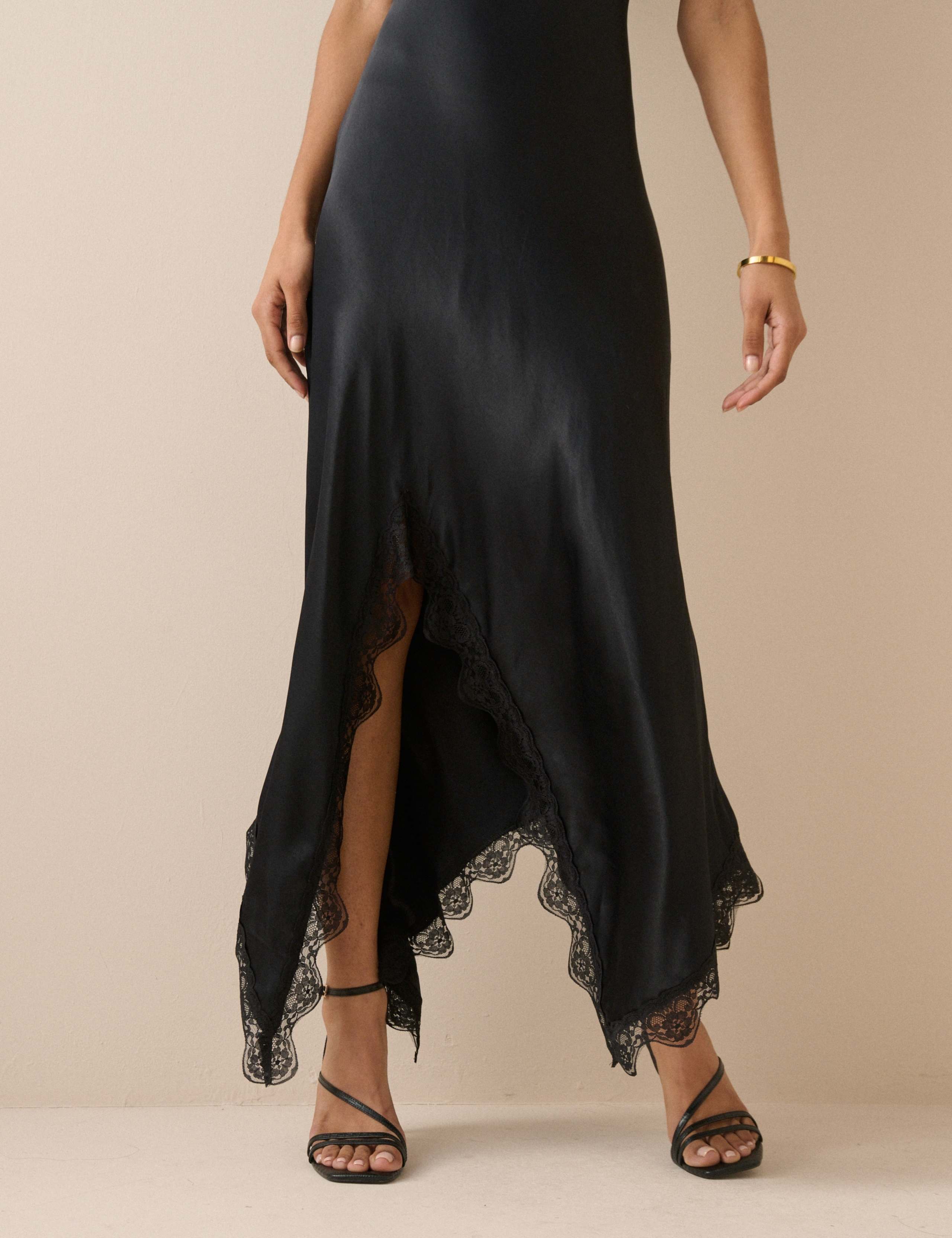 Satin Cowl Neck Midi Skater Dress 6 of 7
