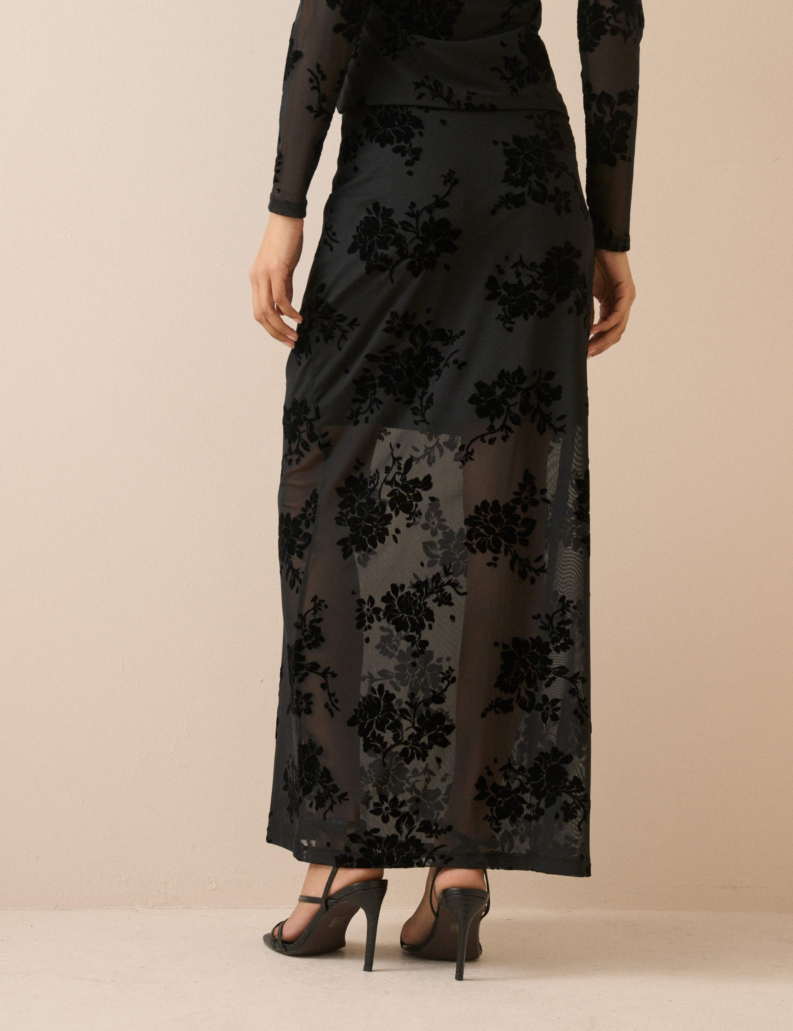 Floral Devoré Maxi Pencil Skirt 2 of 5