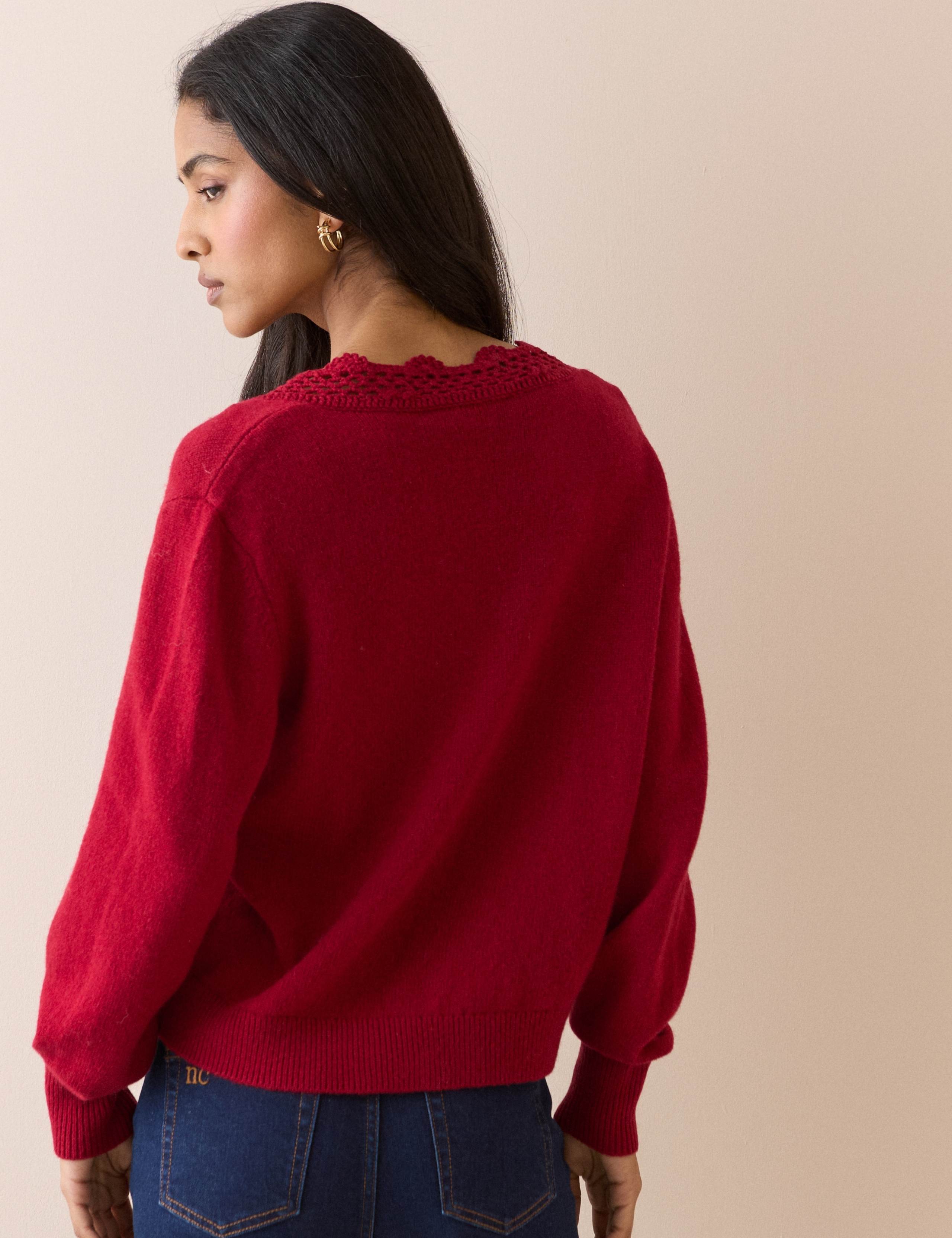 Wool Blend Embellished V-Neck Cardigan 2 of 5