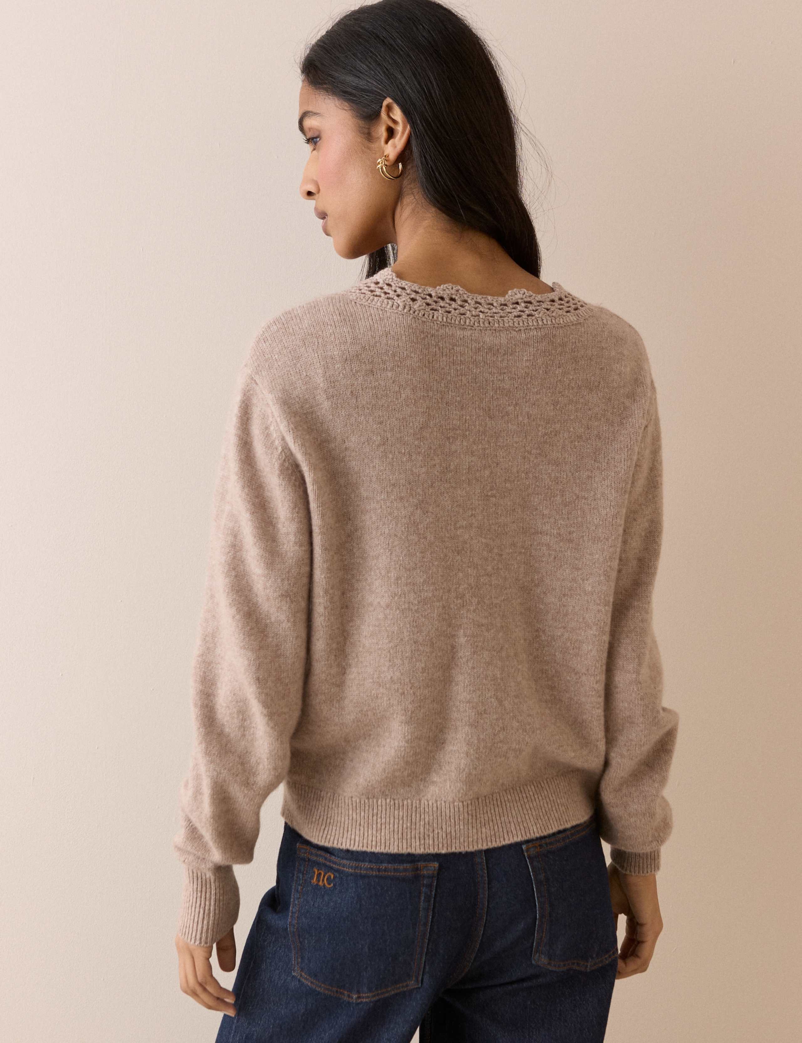 Wool Blend Embellished V-Neck Cardigan 2 of 5