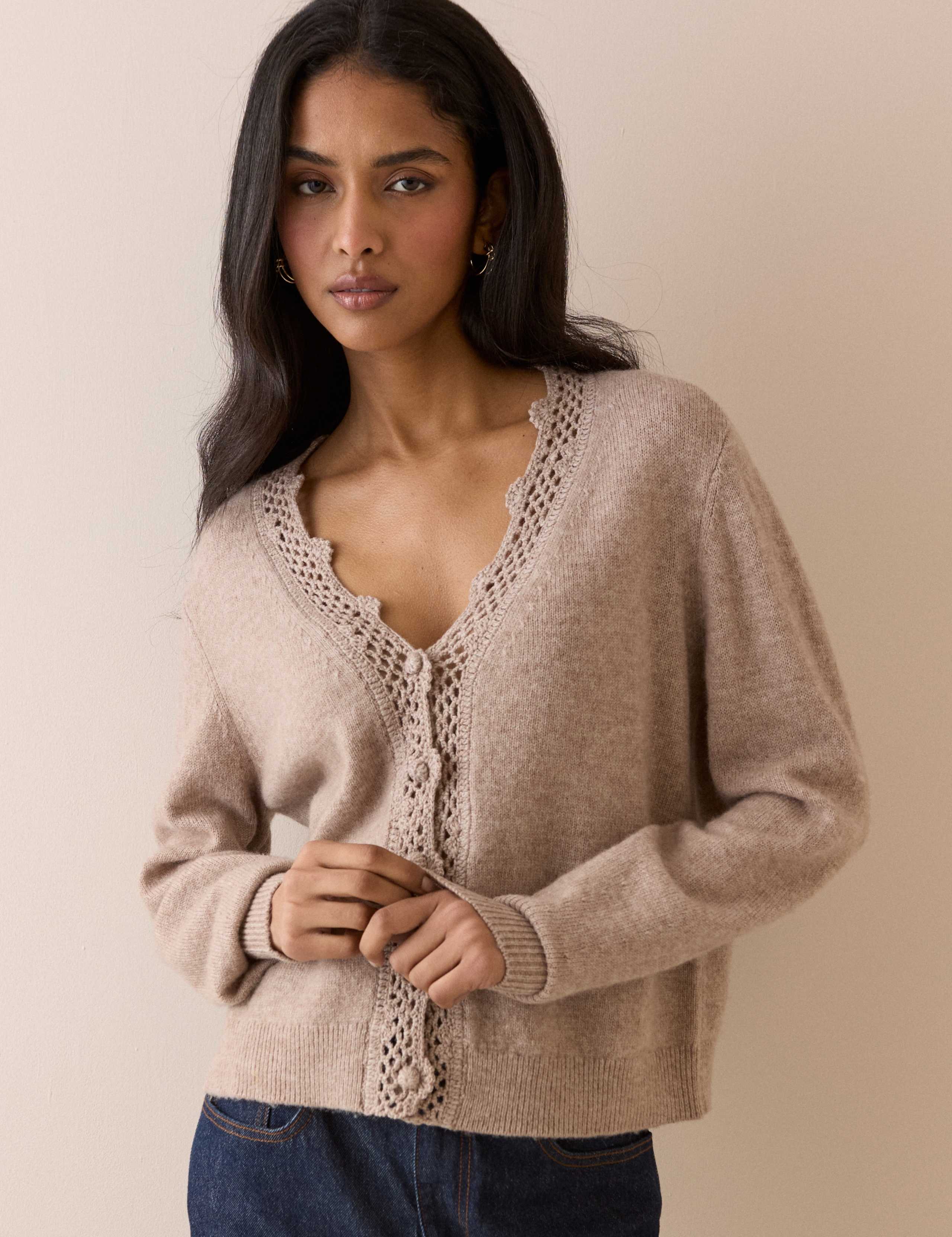 Wool Blend Embellished V-Neck Cardigan 3 of 5