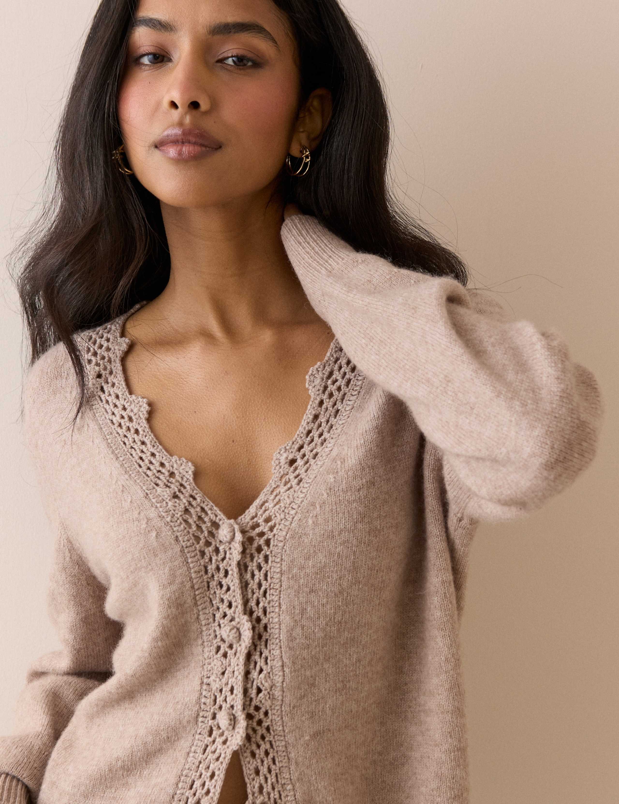 Wool Blend Embellished V-Neck Cardigan 5 of 5