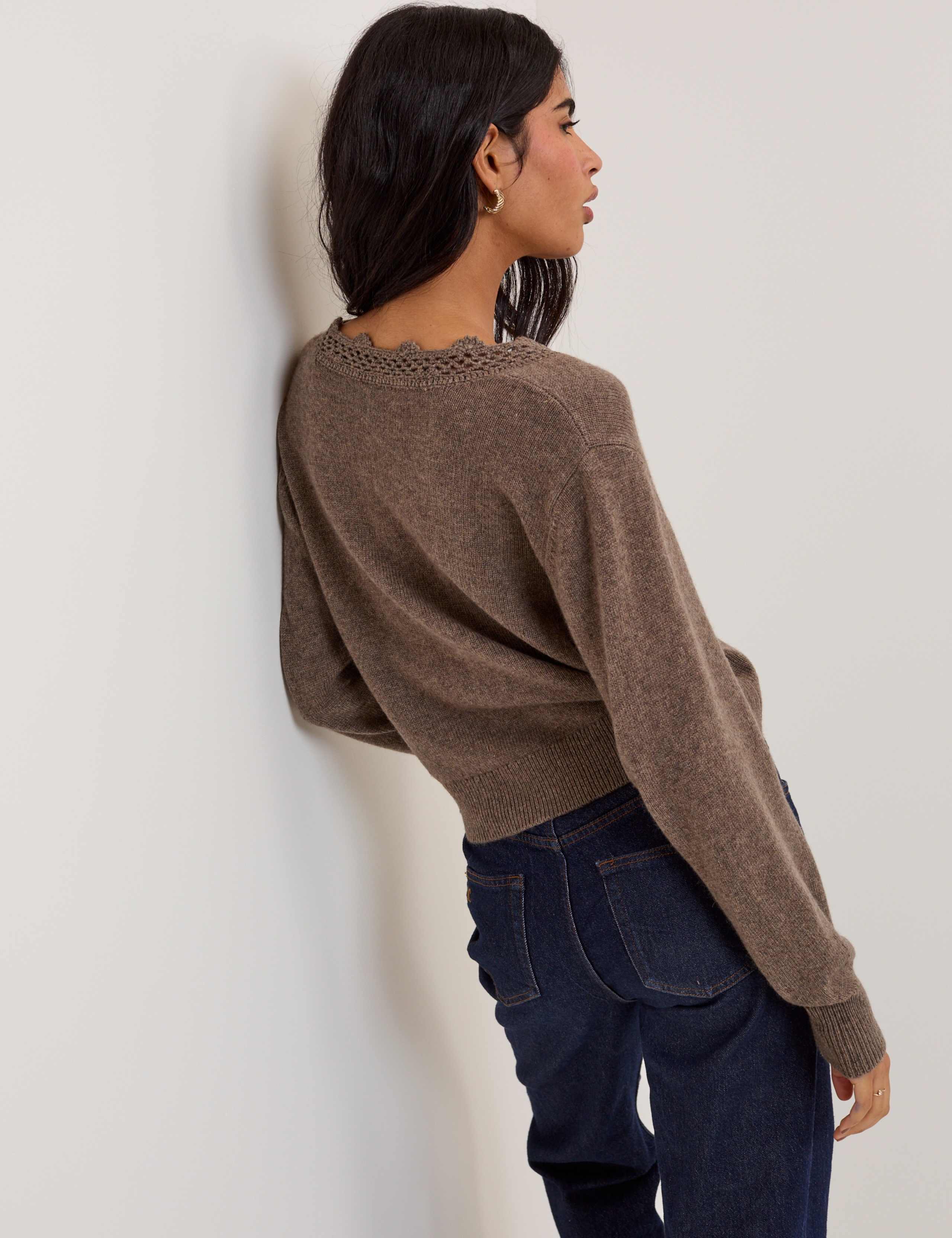 Wool Blend Embellished V-Neck Cardigan 2 of 4