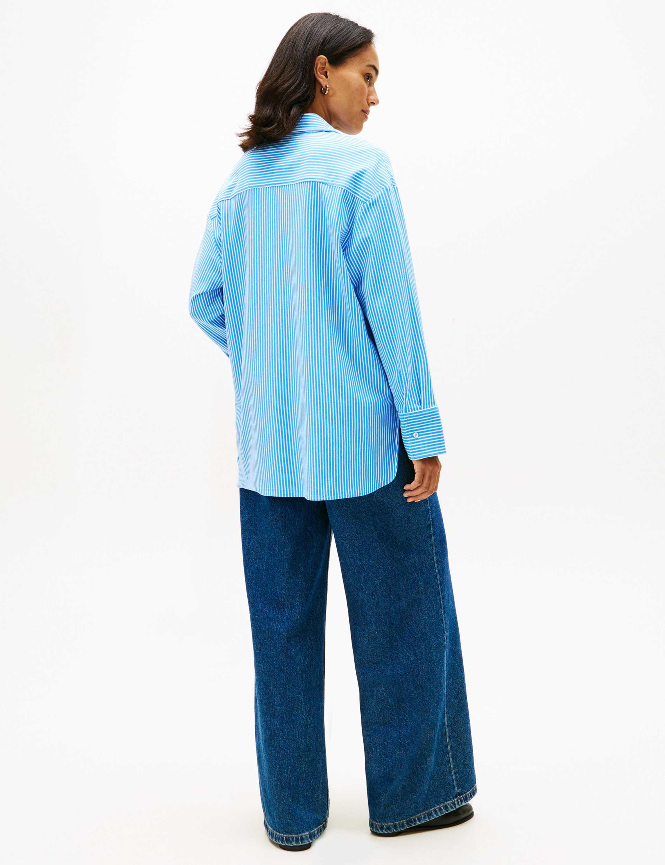 Cotton Rich Striped Collared Relaxed Shirt 4 of 5