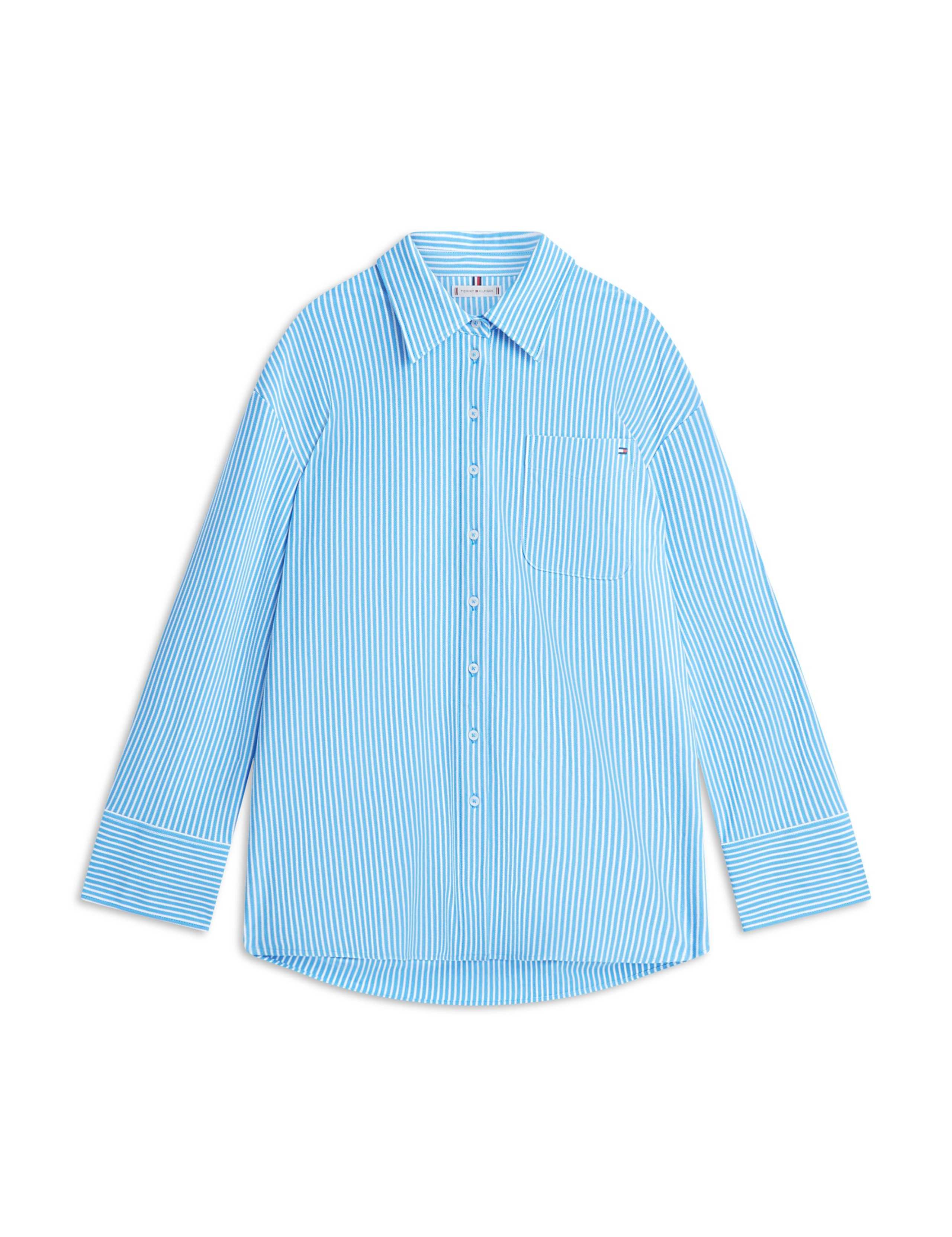 Cotton Rich Striped Collared Relaxed Shirt 2 of 5