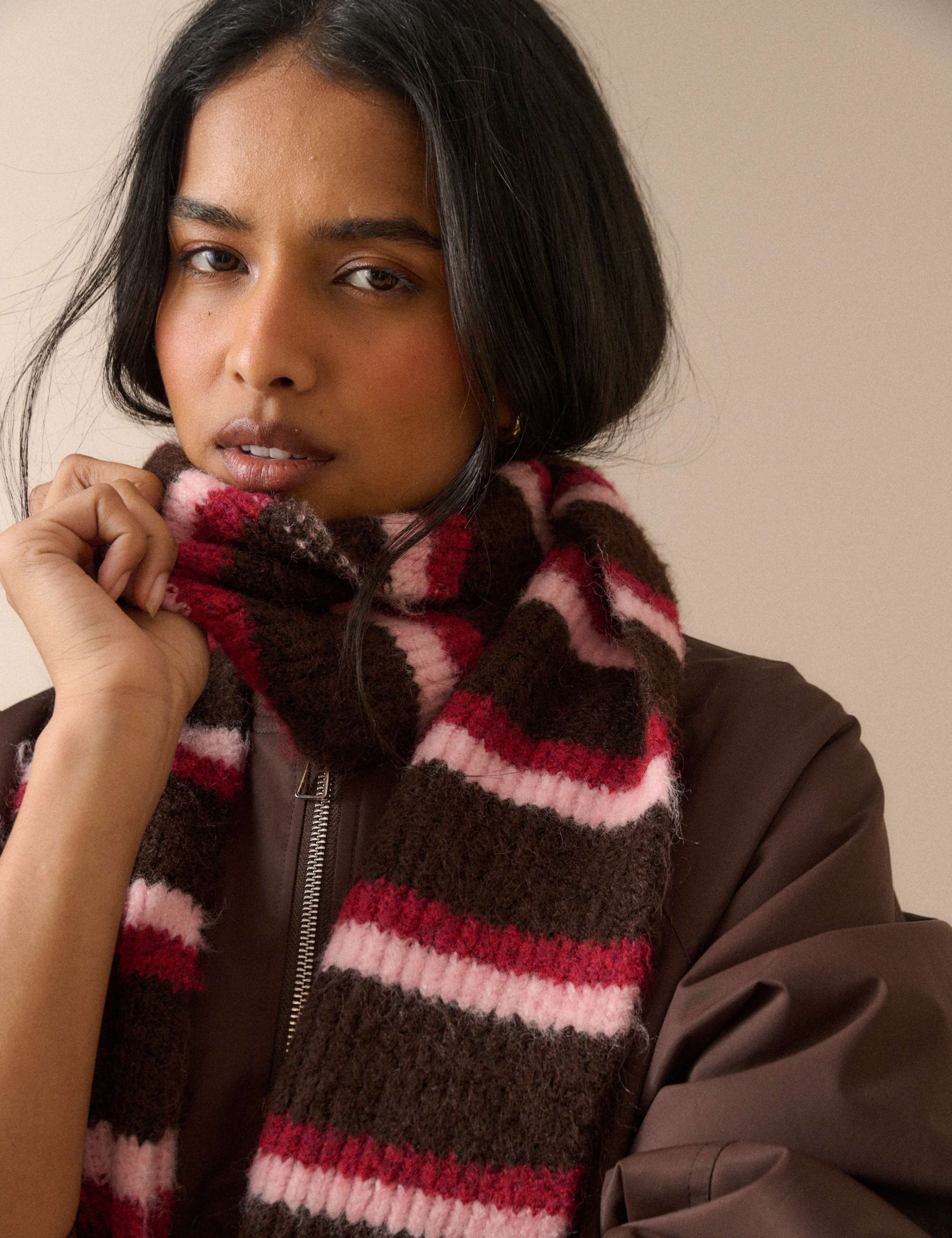 Knitted Striped Scarf 5 of 5