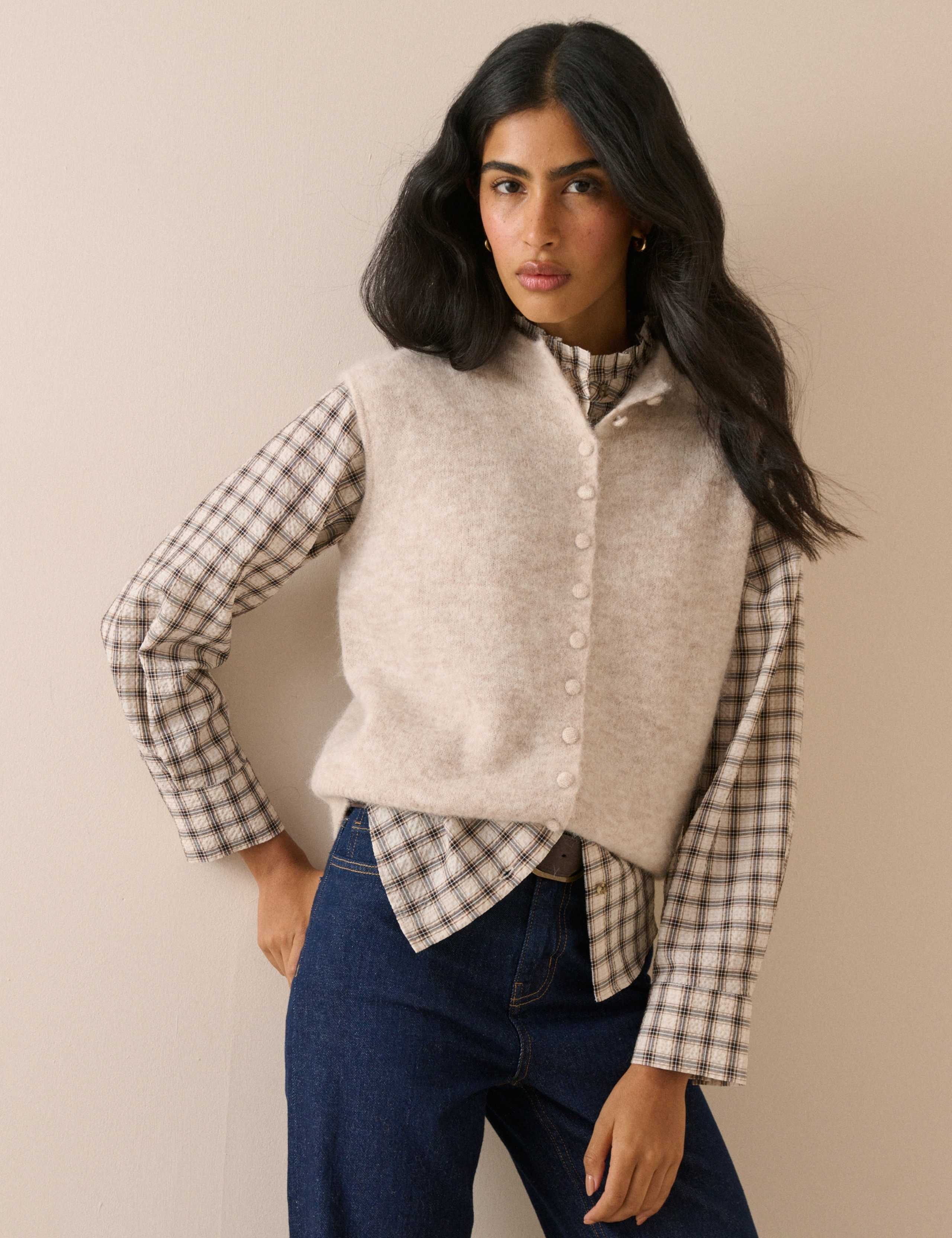 Checked High Frill Neck Blouse 5 of 5