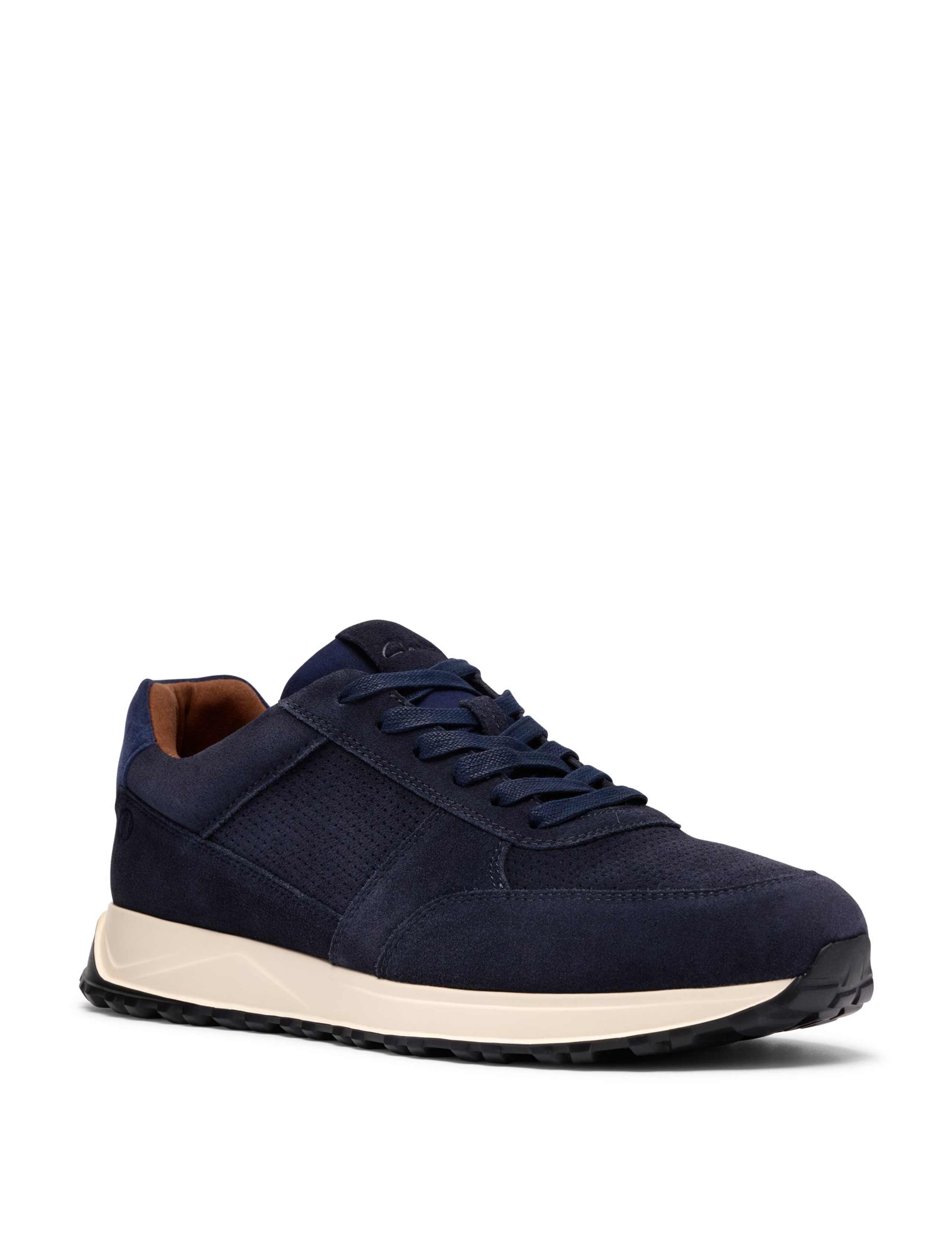Wide Fit Suede Lace Up Trainers 2 of 6