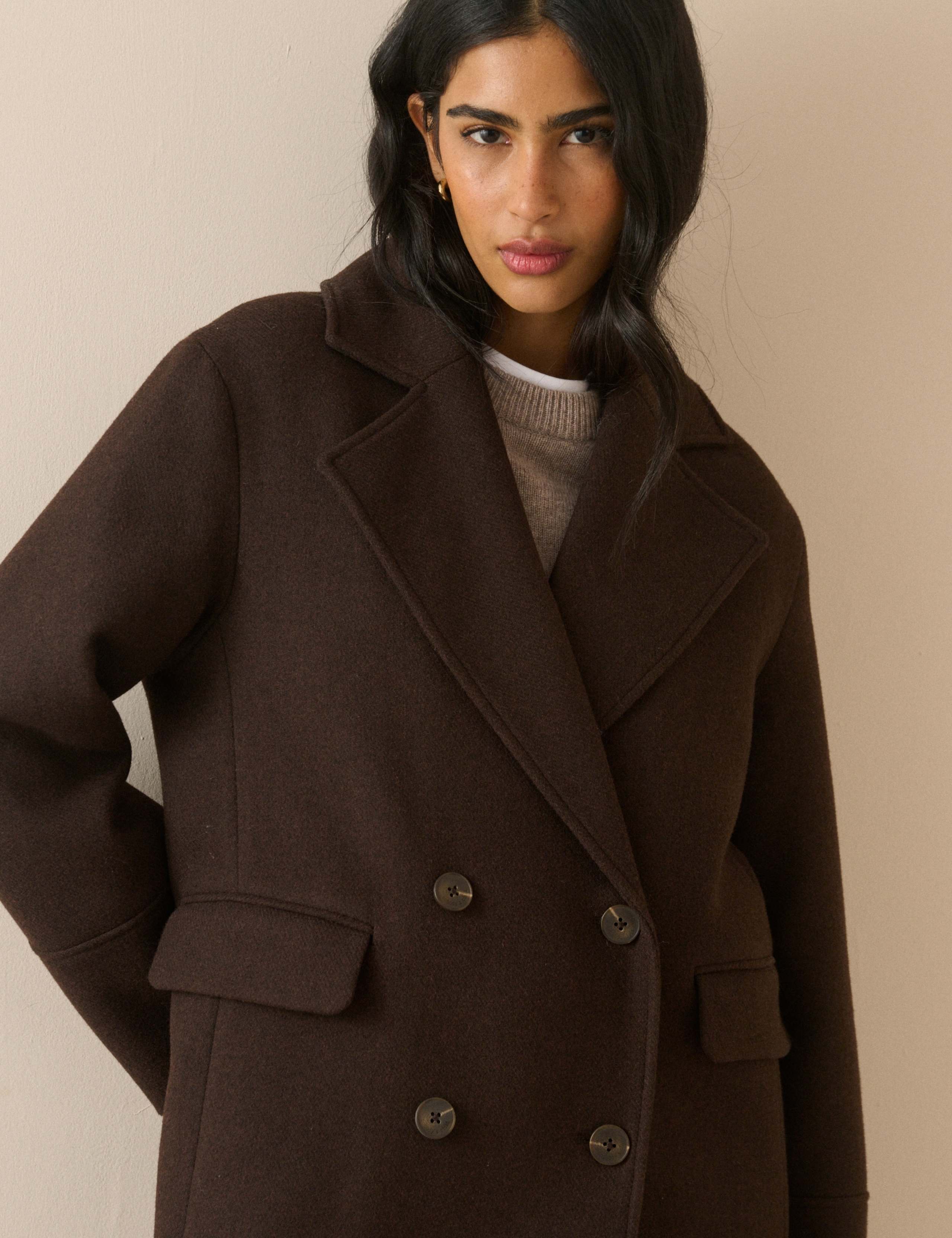 Herringbone Double Breasted Coat with Wool 5 of 5