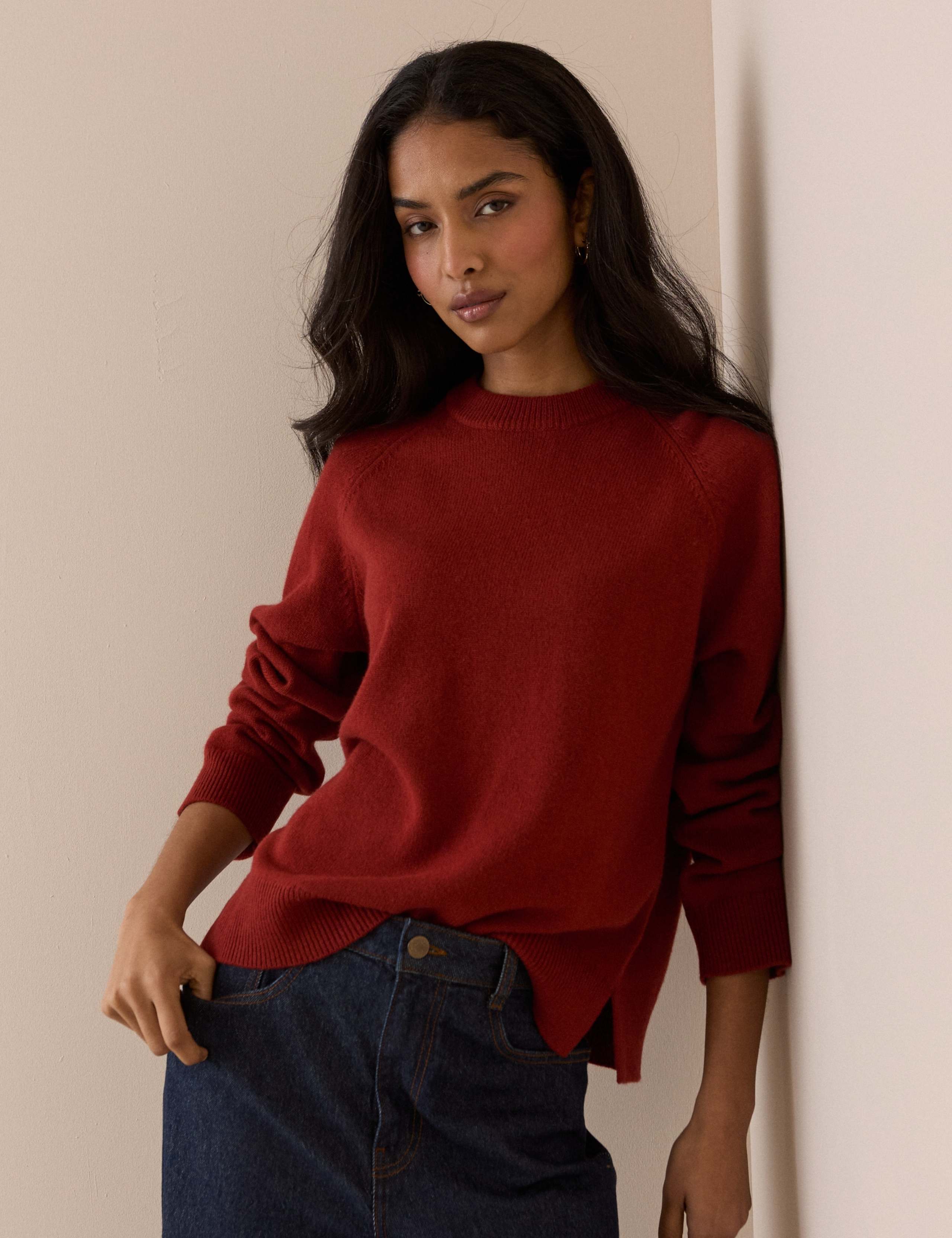 Pure Wool Crew Neck Raglan Sleeve Jumper 3 of 5