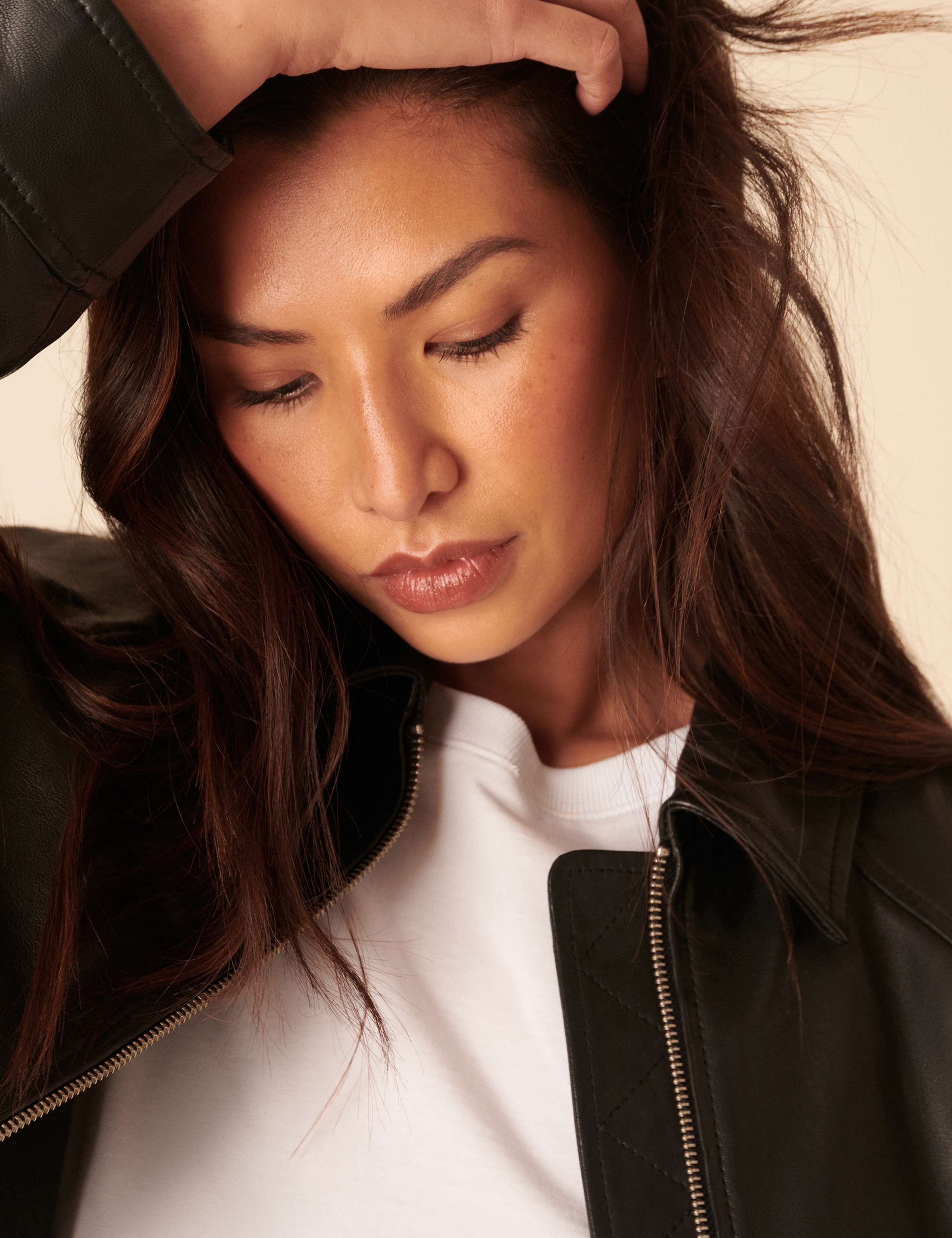 Leather Cropped Bomber Jacket 4 of 5