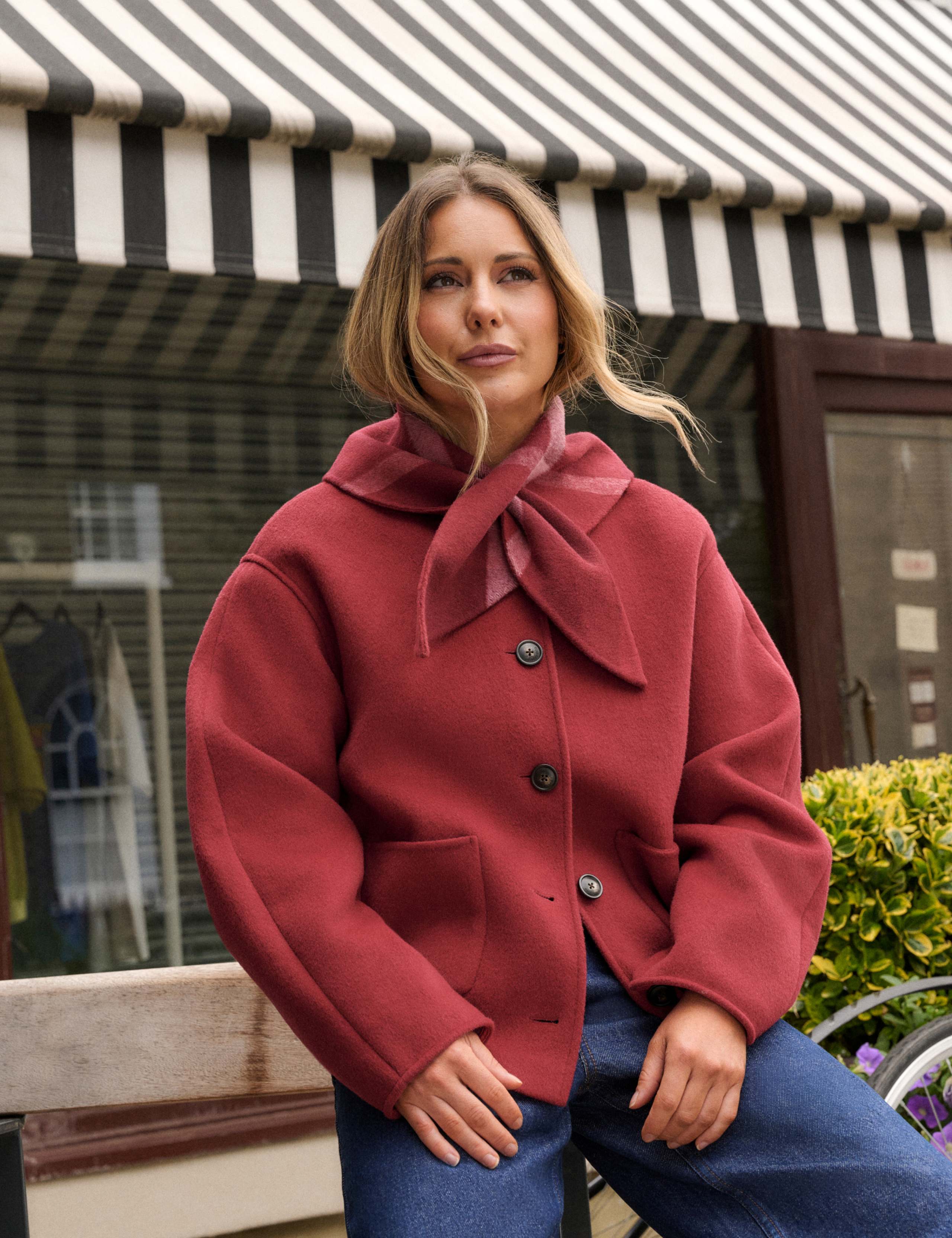 Wool Blend Collarless Jacket 1 of 6