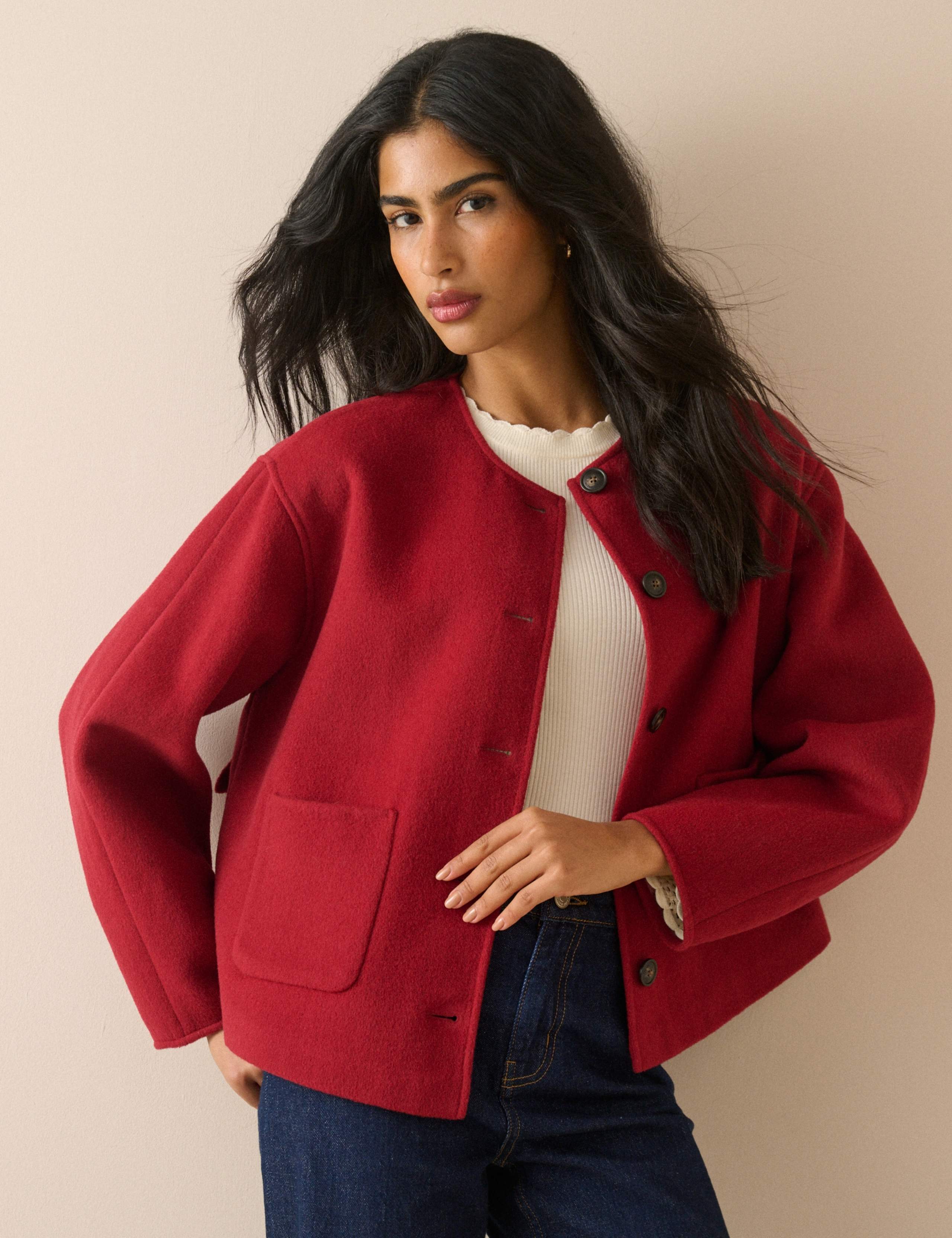 Wool Blend Collarless Jacket 5 of 6