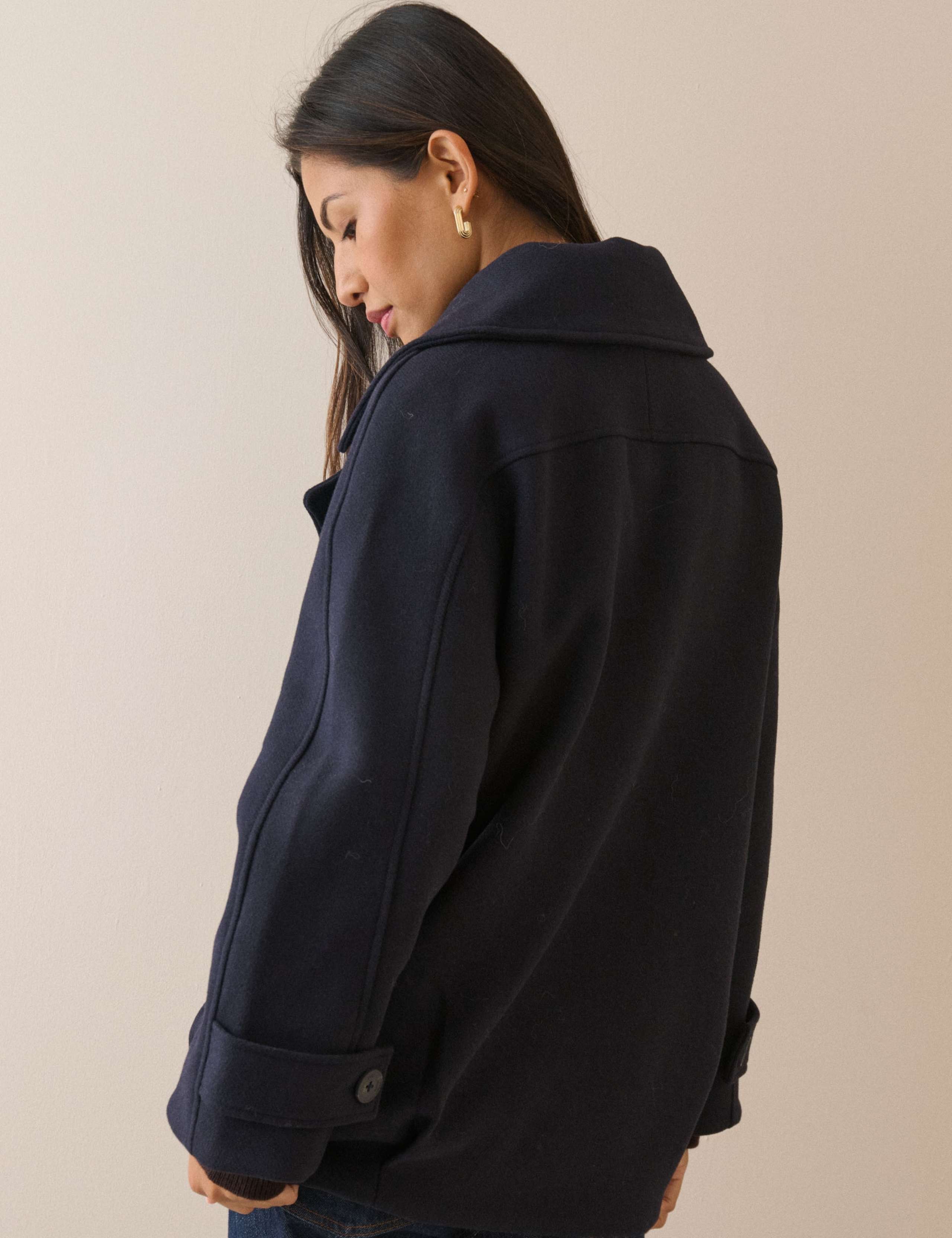 Collared Pea Coat with Wool 3 of 5