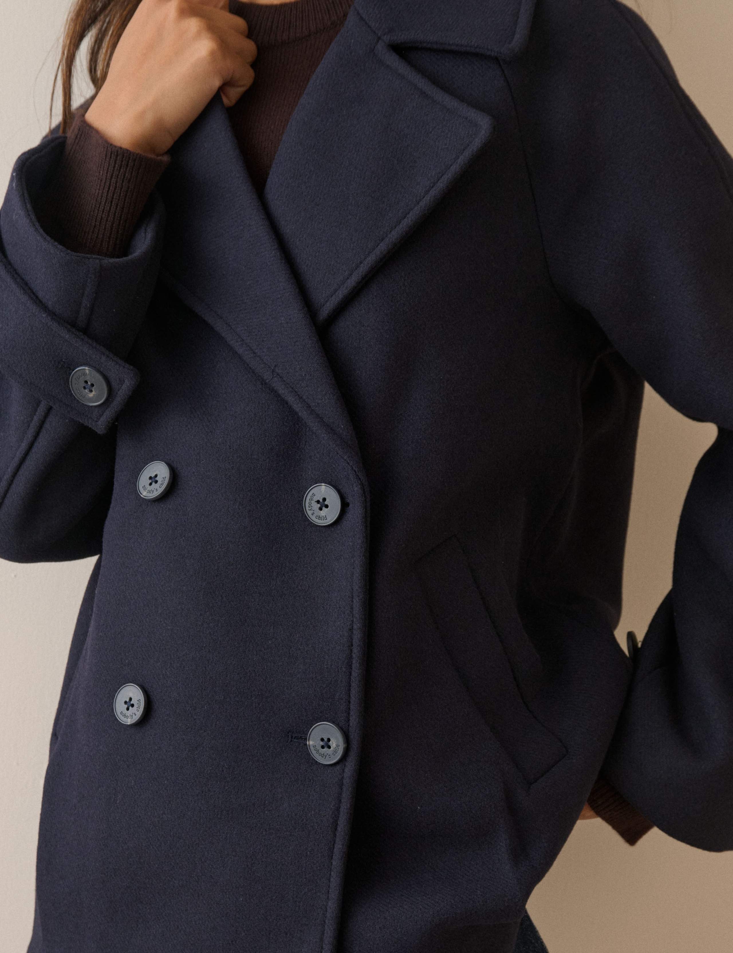 Collared Pea Coat with Wool 5 of 5