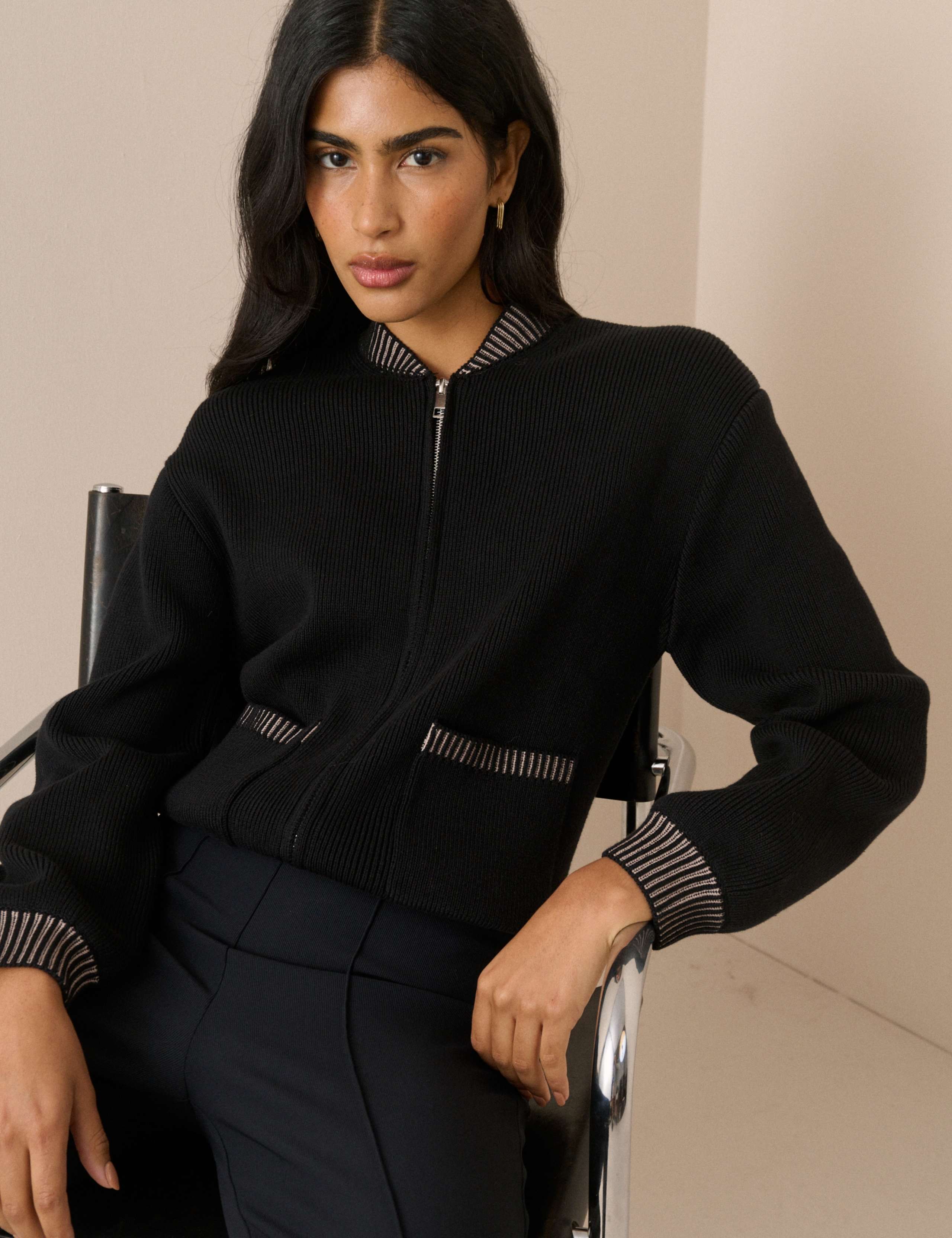 Pure Cotton Zip Through Bomber Jacket 4 of 5