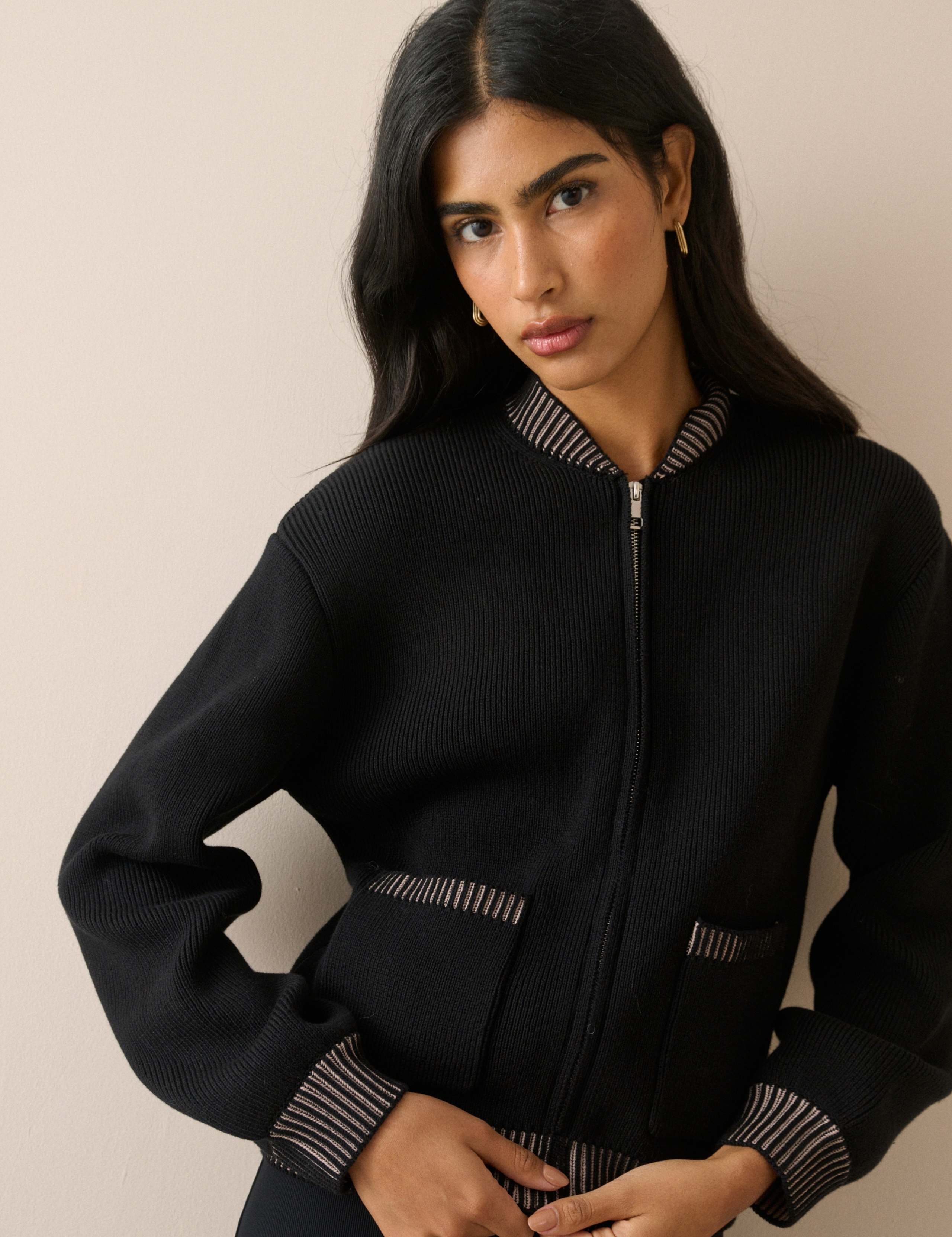 Pure Cotton Zip Through Bomber Jacket 5 of 5
