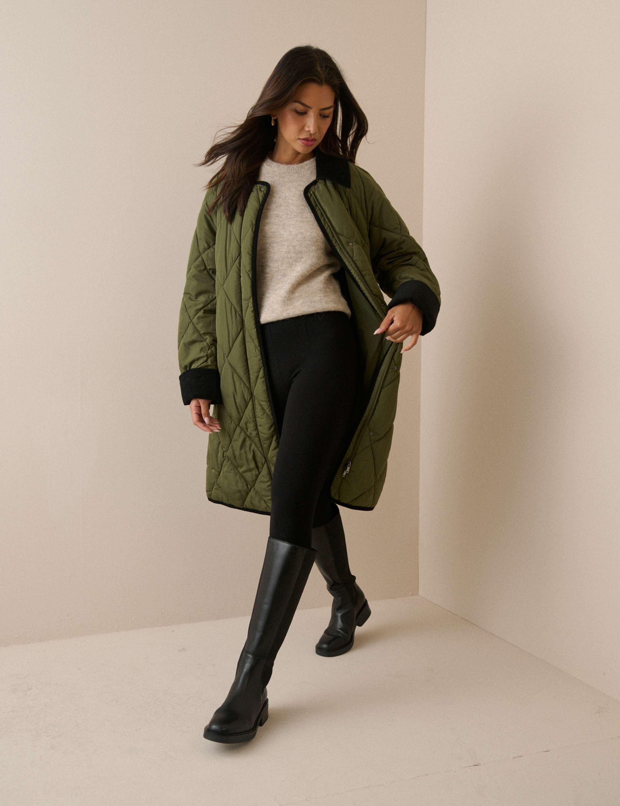 Quilted Padded Collared Longline Jacket 3 of 5