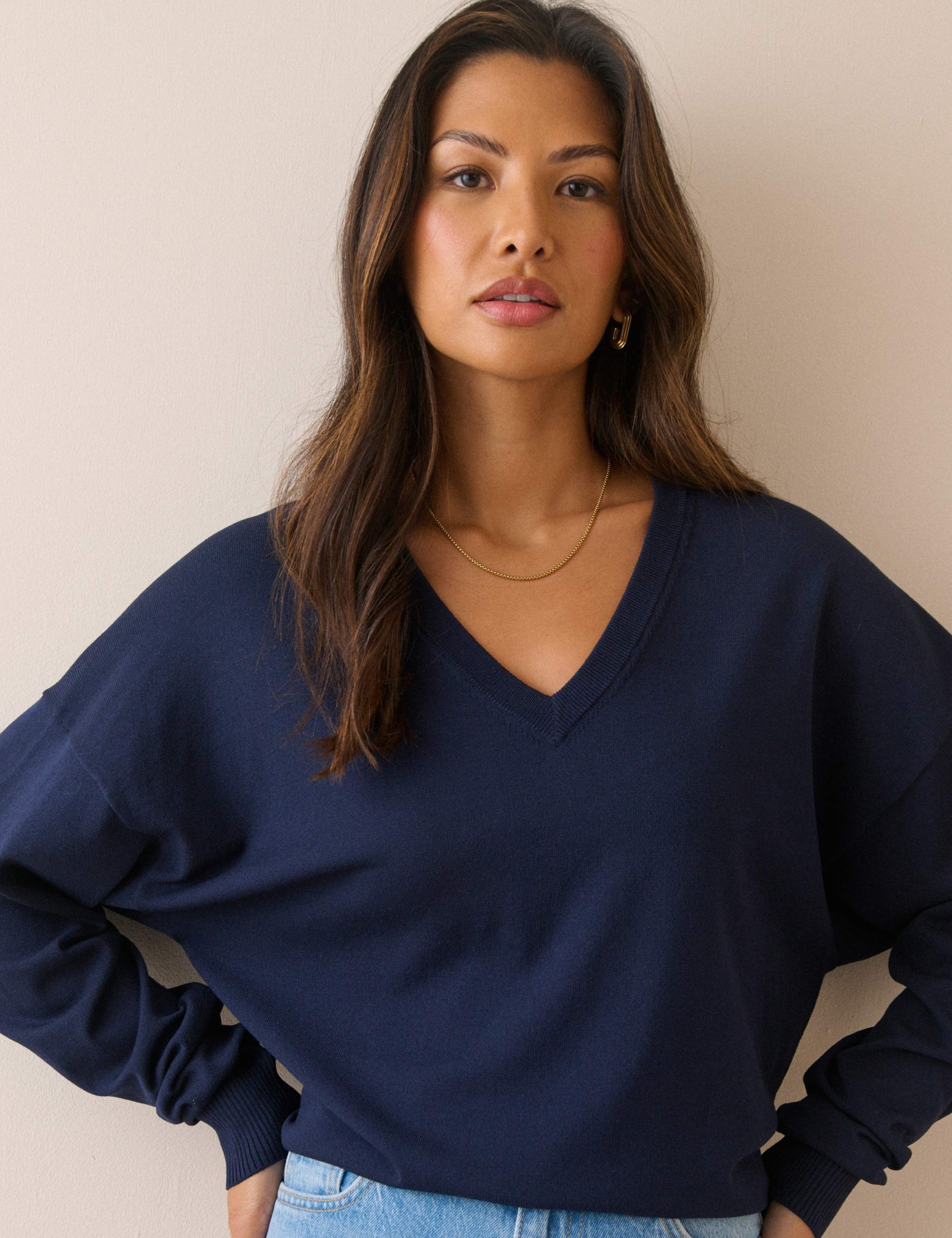 Long Sleeve Fitted V Neck Jumper 3 of 7