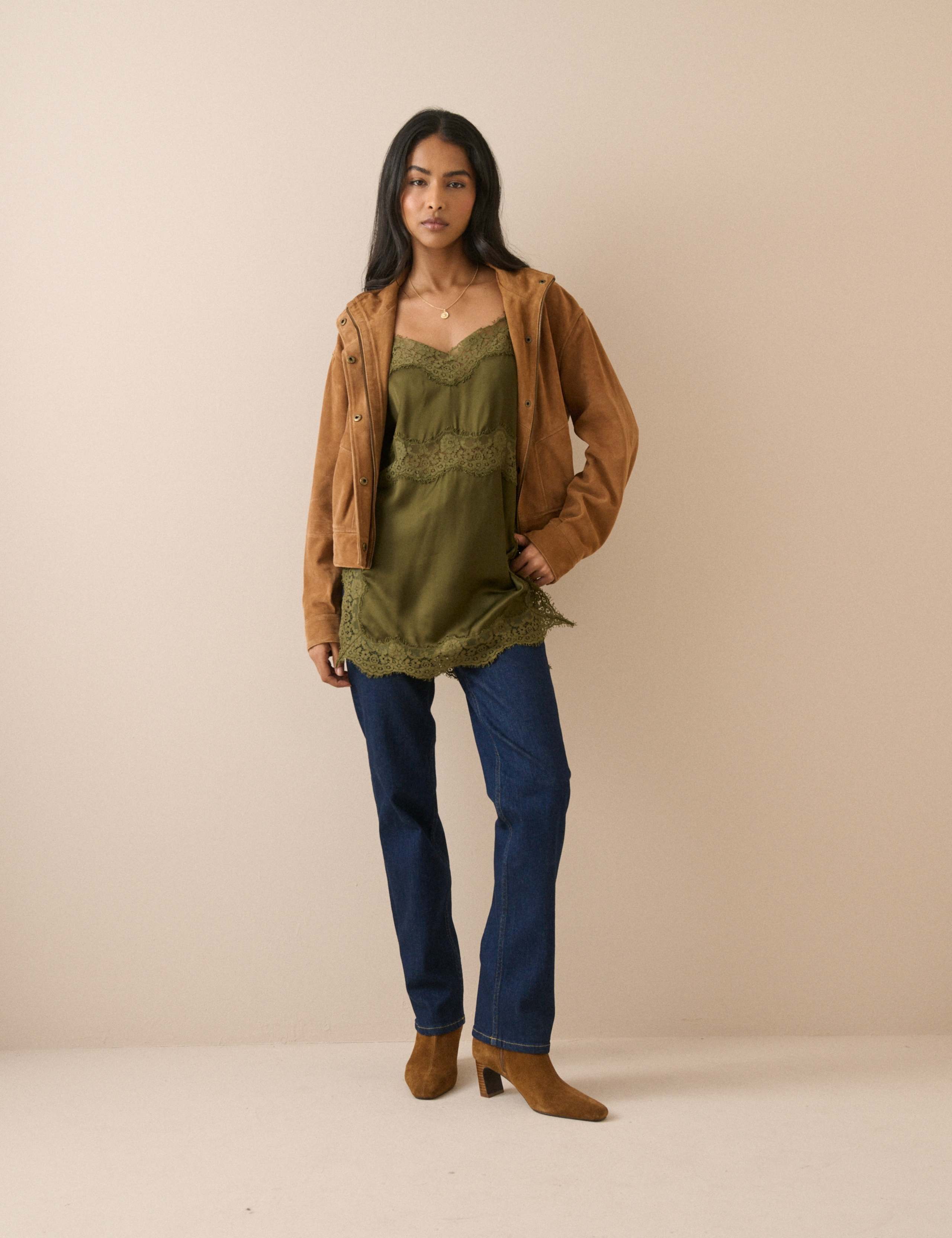 Suede Funnel Neck Bomber Jacket 3 of 5