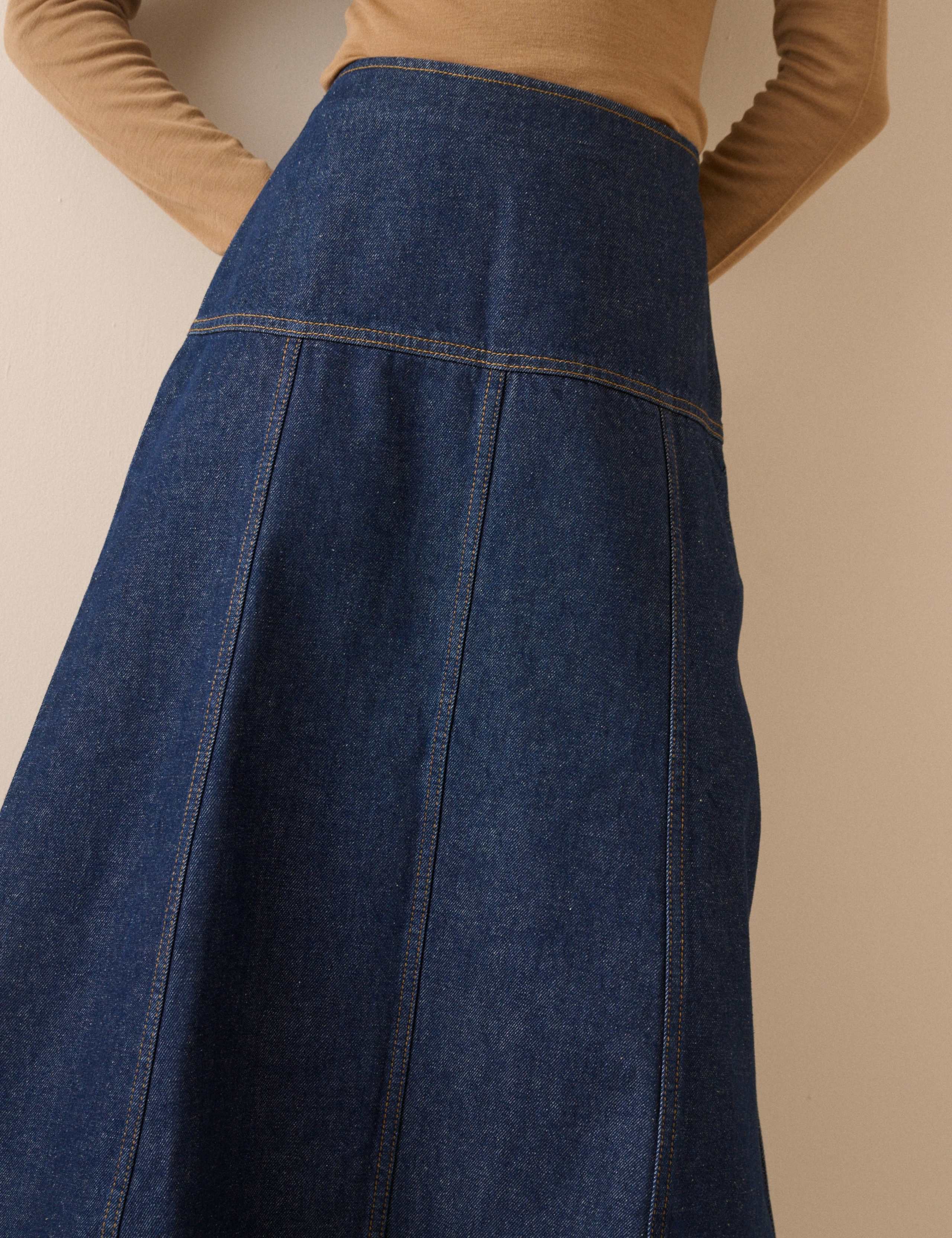 Denim Midi A-Line Skirt 4 of 5