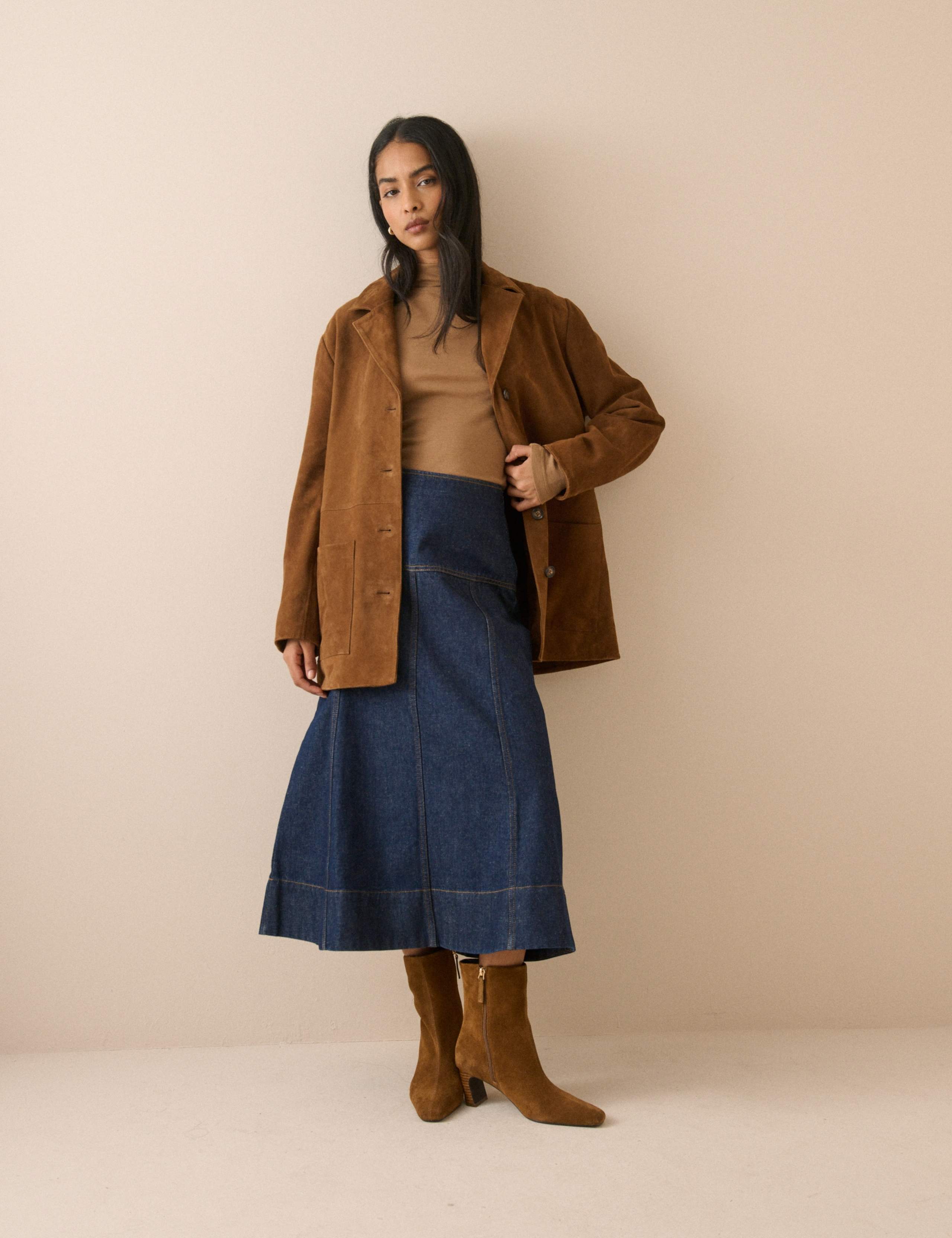 Denim Midi A-Line Skirt 5 of 5